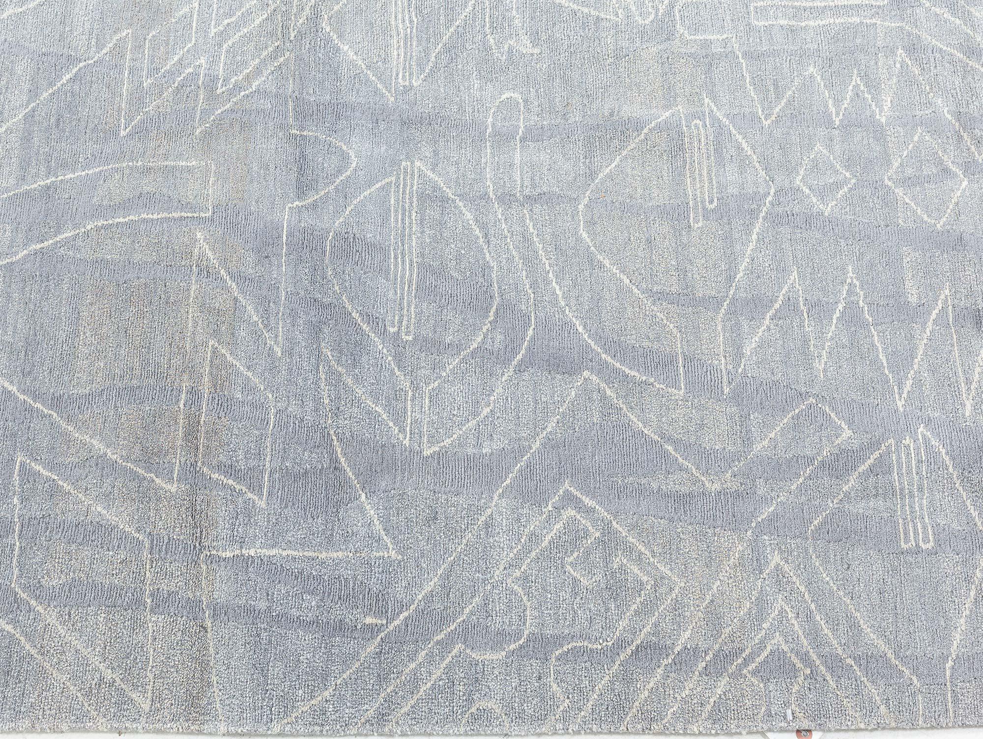 Hand-Woven Modern Eskayel Akimbo Grey and White Handmade Rug by Doris Leslie Blau For Sale