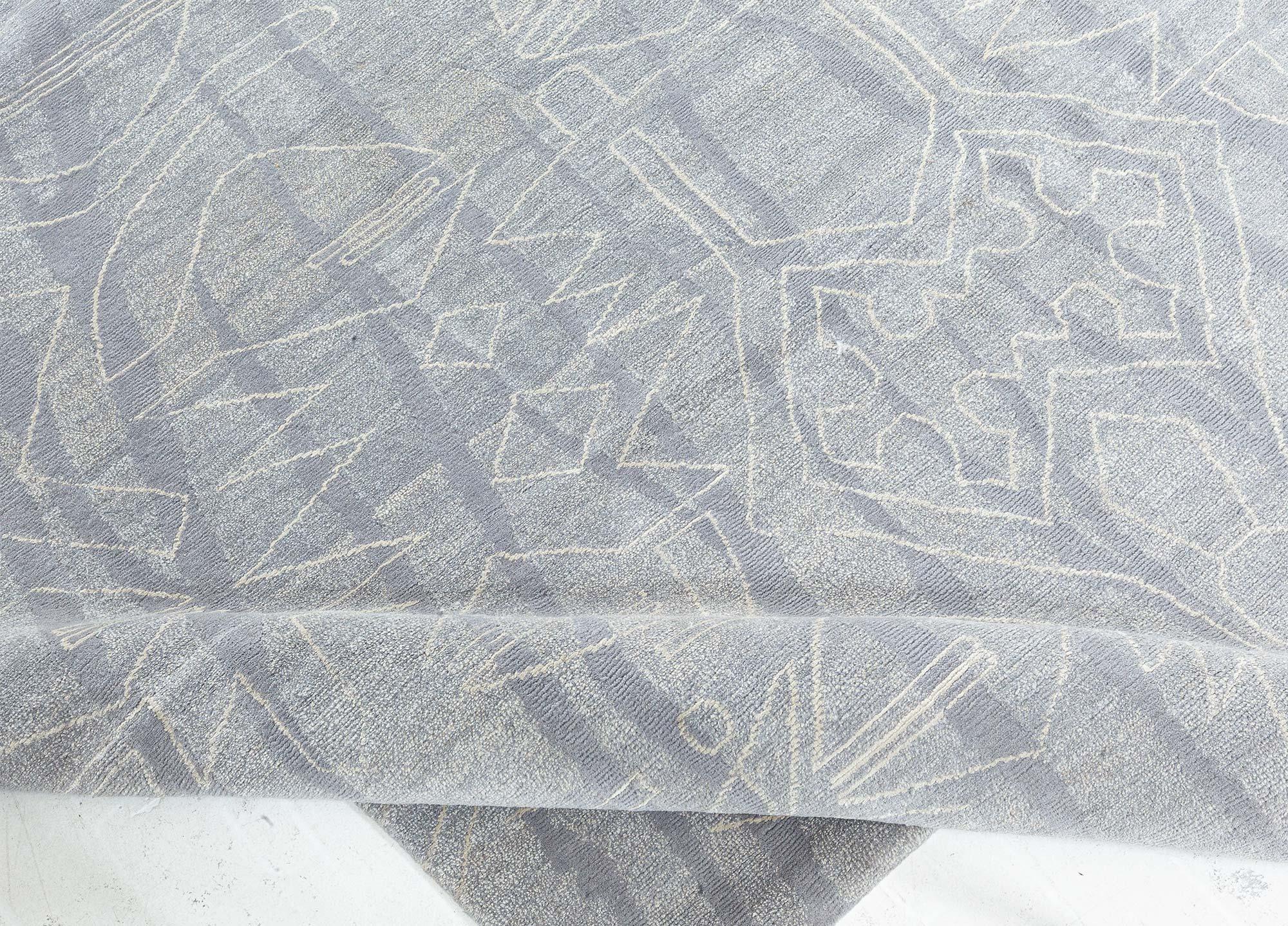 Modern Eskayel Akimbo Grey and White Handmade Rug by Doris Leslie Blau In New Condition For Sale In New York, NY