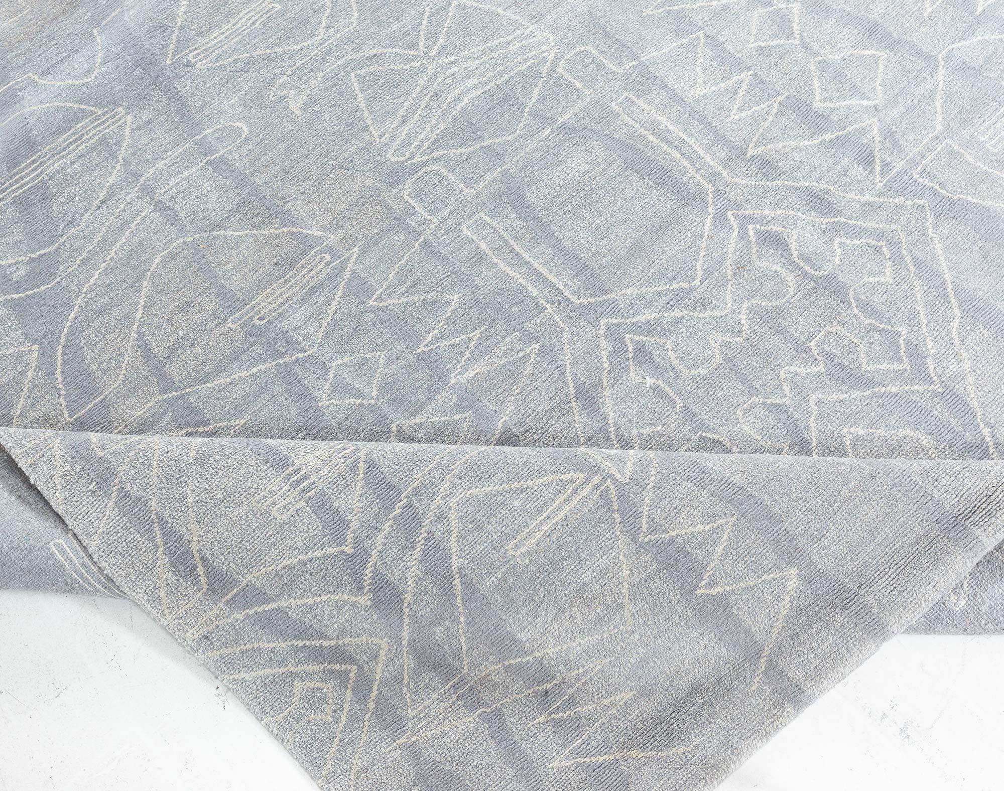 Contemporary Modern Eskayel Akimbo Grey and White Handmade Rug by Doris Leslie Blau For Sale