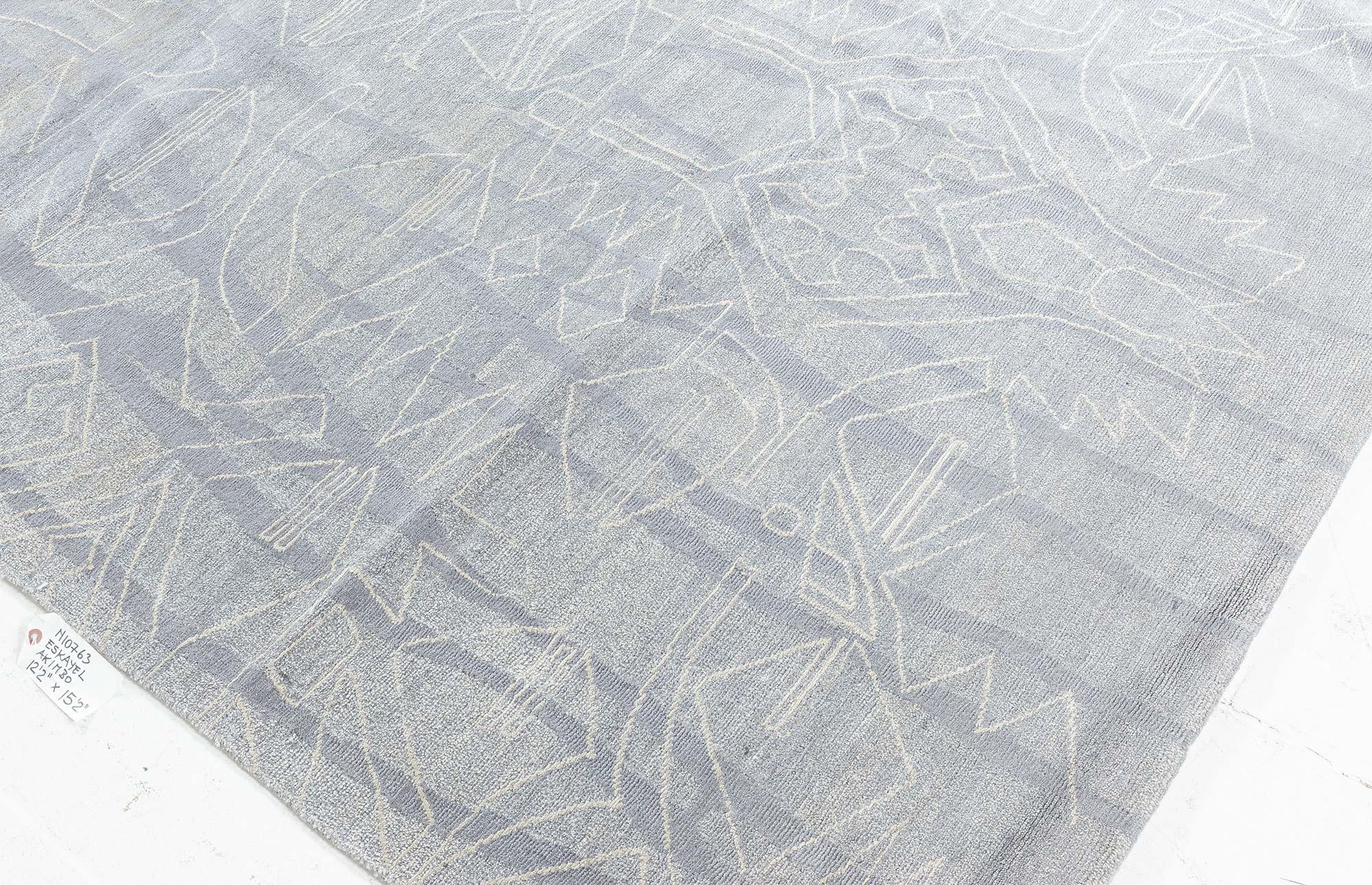 Wool Modern Eskayel Akimbo Grey and White Handmade Rug by Doris Leslie Blau For Sale