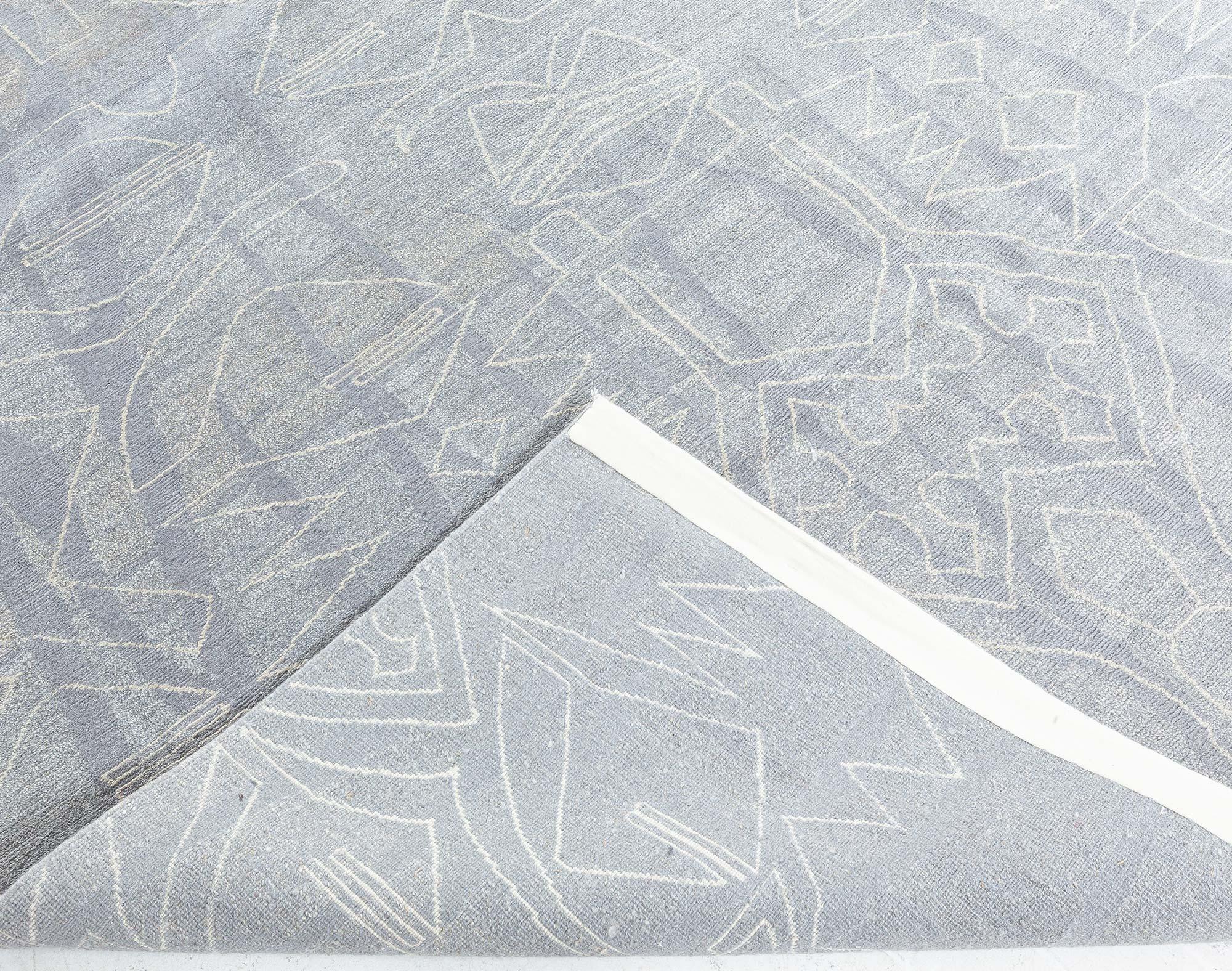 Modern Eskayel Akimbo Grey and White Handmade Rug by Doris Leslie Blau For Sale 1