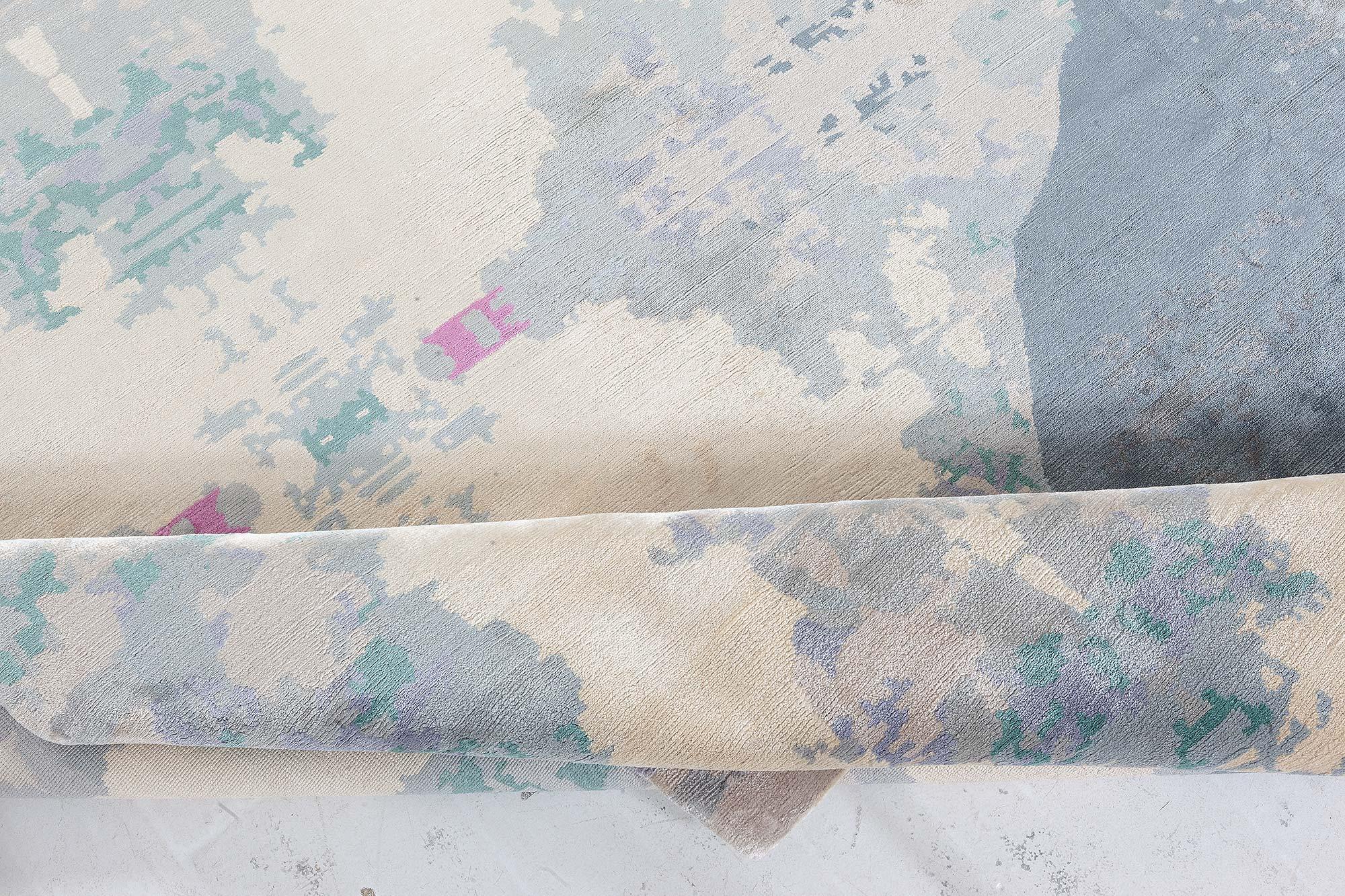 Moderno Tappeto moderno Eskayel Jangala Abstract Green Hemp by Doris Leslie Blau in vendita