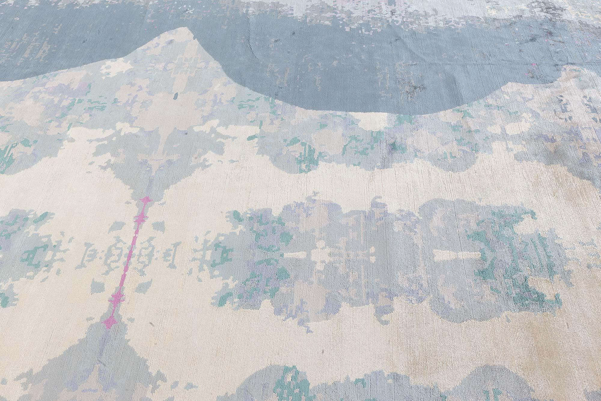 Indiano Tappeto moderno Eskayel Jangala Abstract Green Hemp by Doris Leslie Blau in vendita