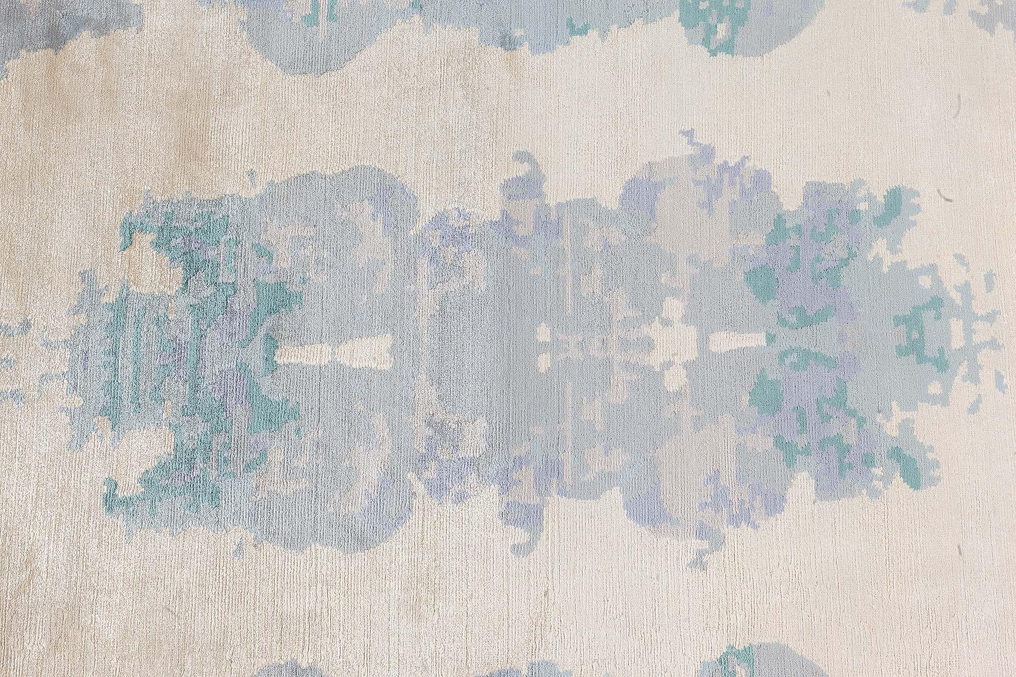 Annodato a mano Tappeto moderno Eskayel Jangala Abstract Green Hemp by Doris Leslie Blau in vendita