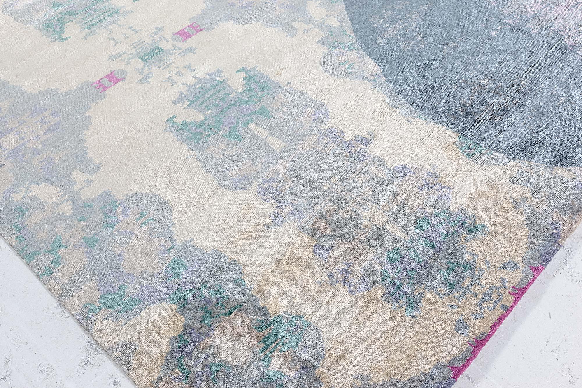 Tappeto moderno Eskayel Jangala Abstract Green Hemp by Doris Leslie Blau In condizioni Nuovo in vendita a New York, NY