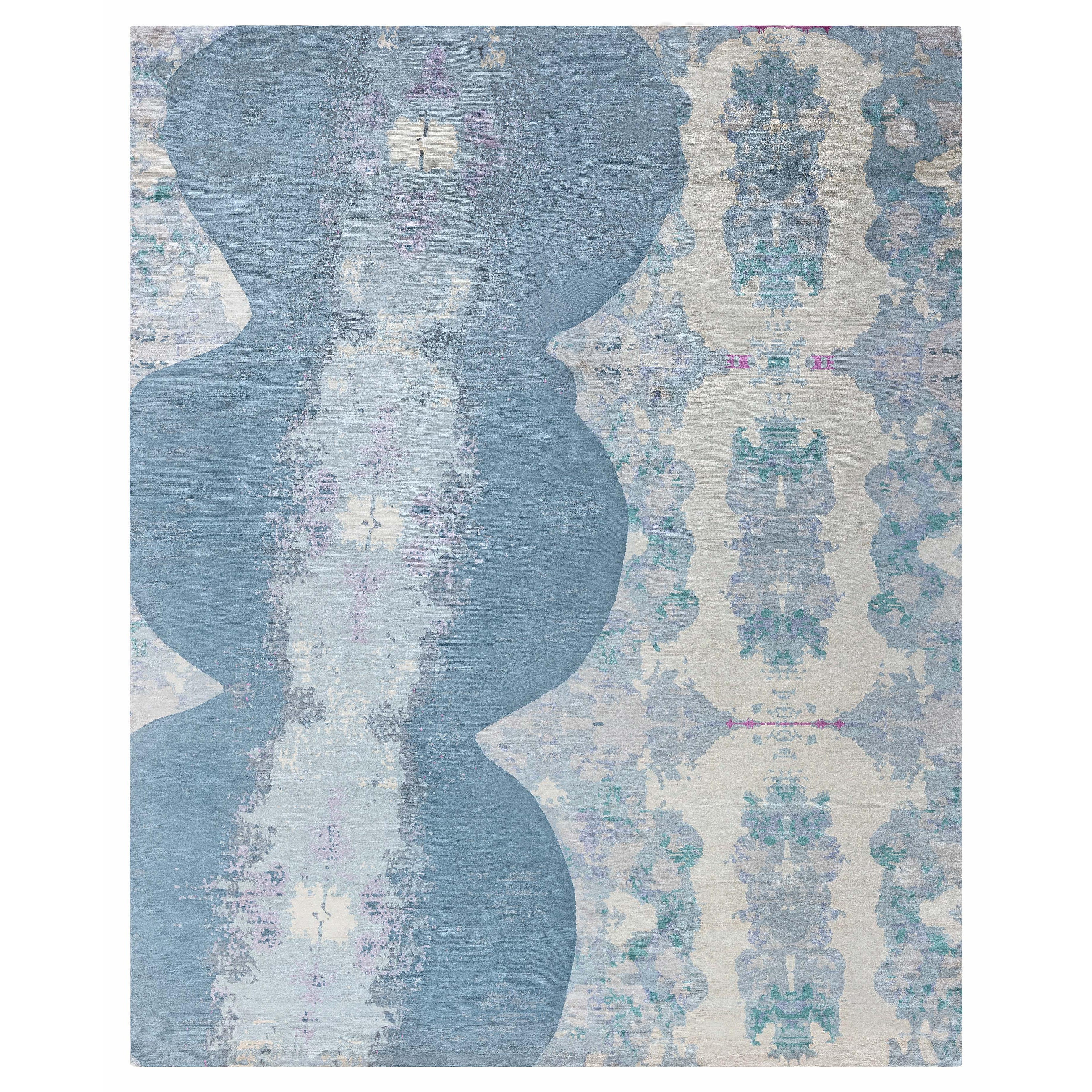Modern Eskayel Jangala Abstract Green Hemp Rug by Doris Leslie Blau