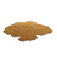 Modern Essential Neutral Color Rug w/ Organic Shape & Hand-Tufted Botanical Silk