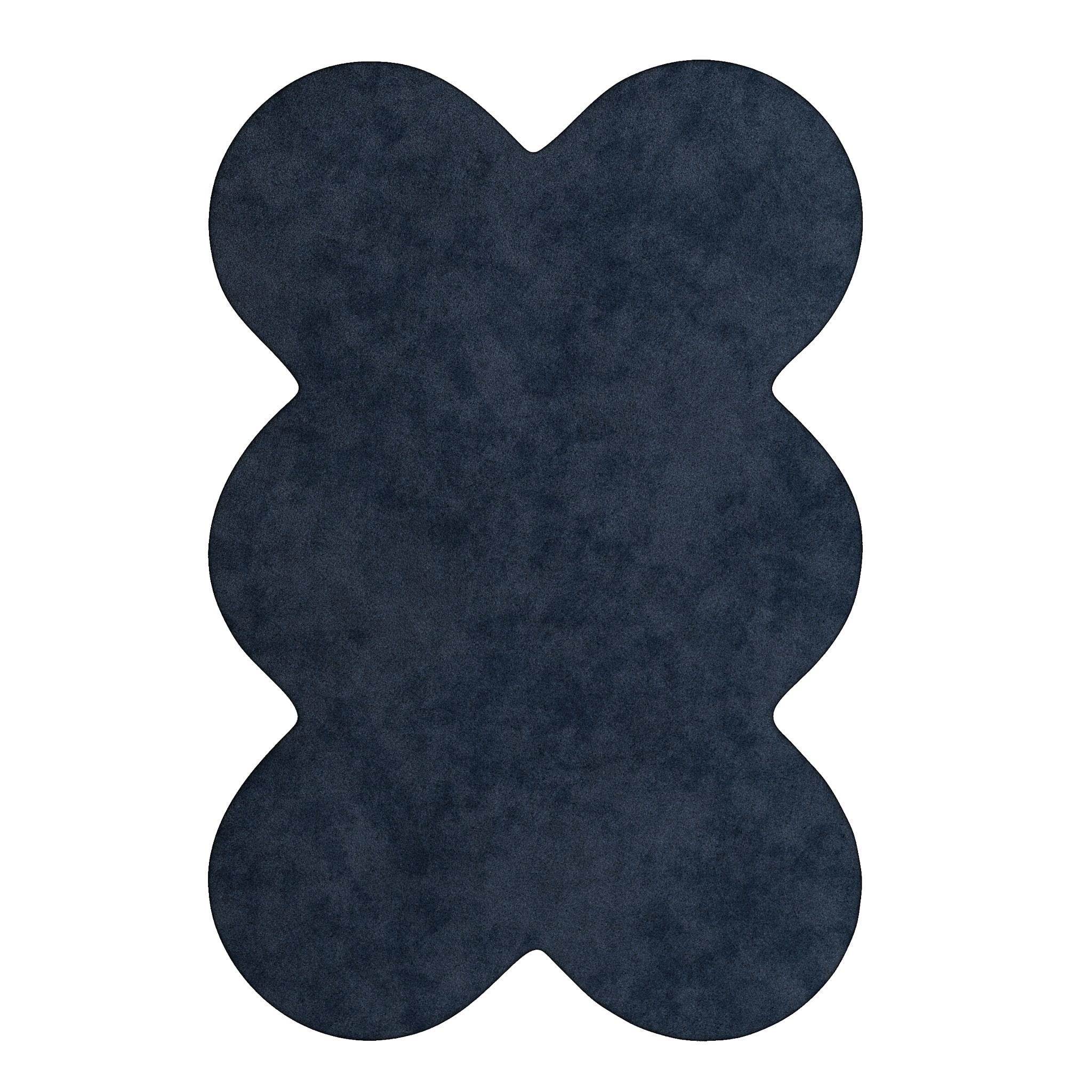 Modern Essential Neutral Color Rug w/ Organic Shape & Hand-Tufted Botanical Silk