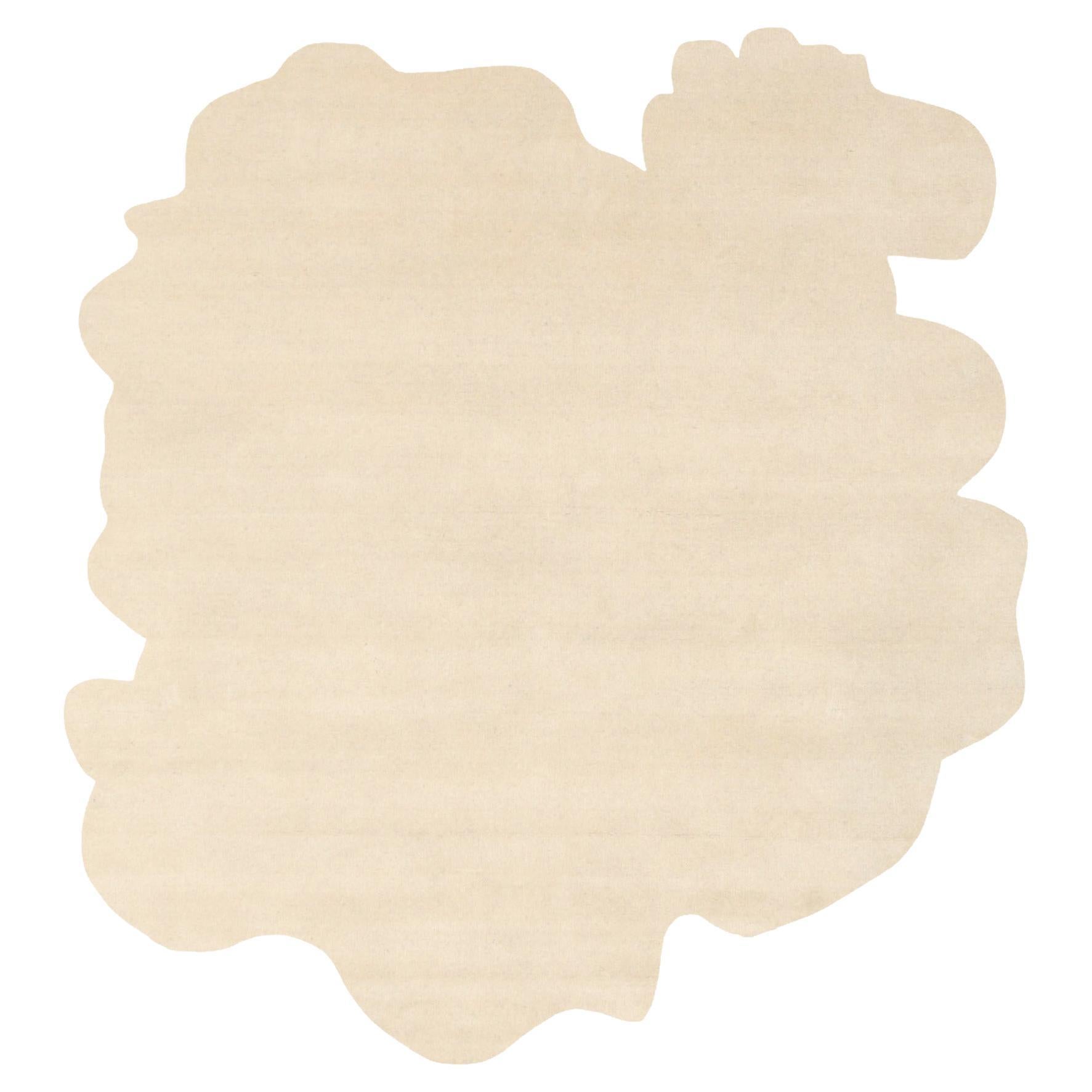 Modern Essential Neutral Color Rug W/ Organic Shape and HandTufted