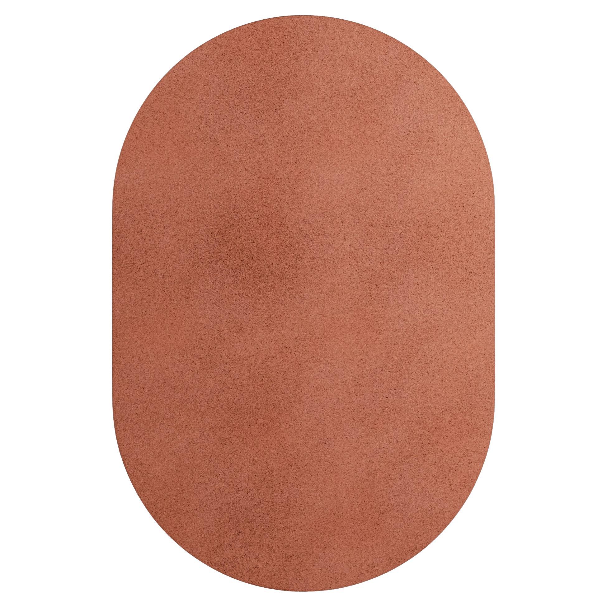 Modern Minimal Oval Shape HandTufted Botanical Silk Rug Grey Pink For