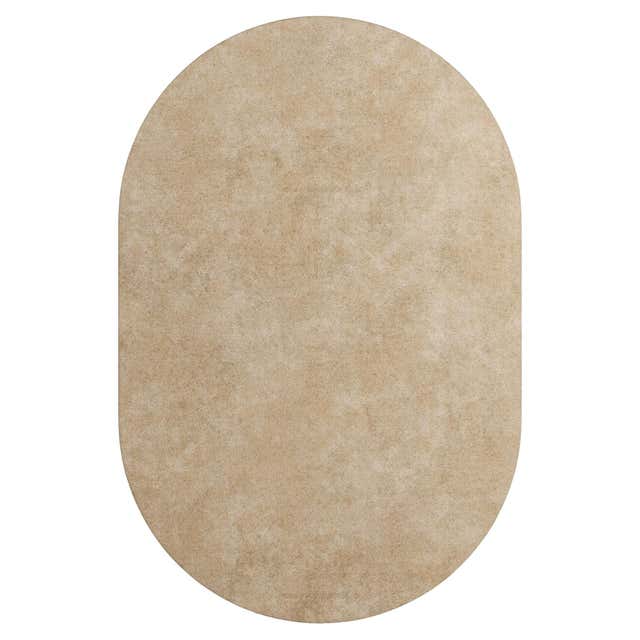 Contemporary Oval Rugs Modern Minimal Oval Shape Hand-Tufted Botanical Silk Rug Beige Neutral ...