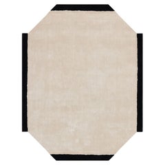 The Moderns Tapis touffeté à la main de forme rectangulaire blanc cadre noir