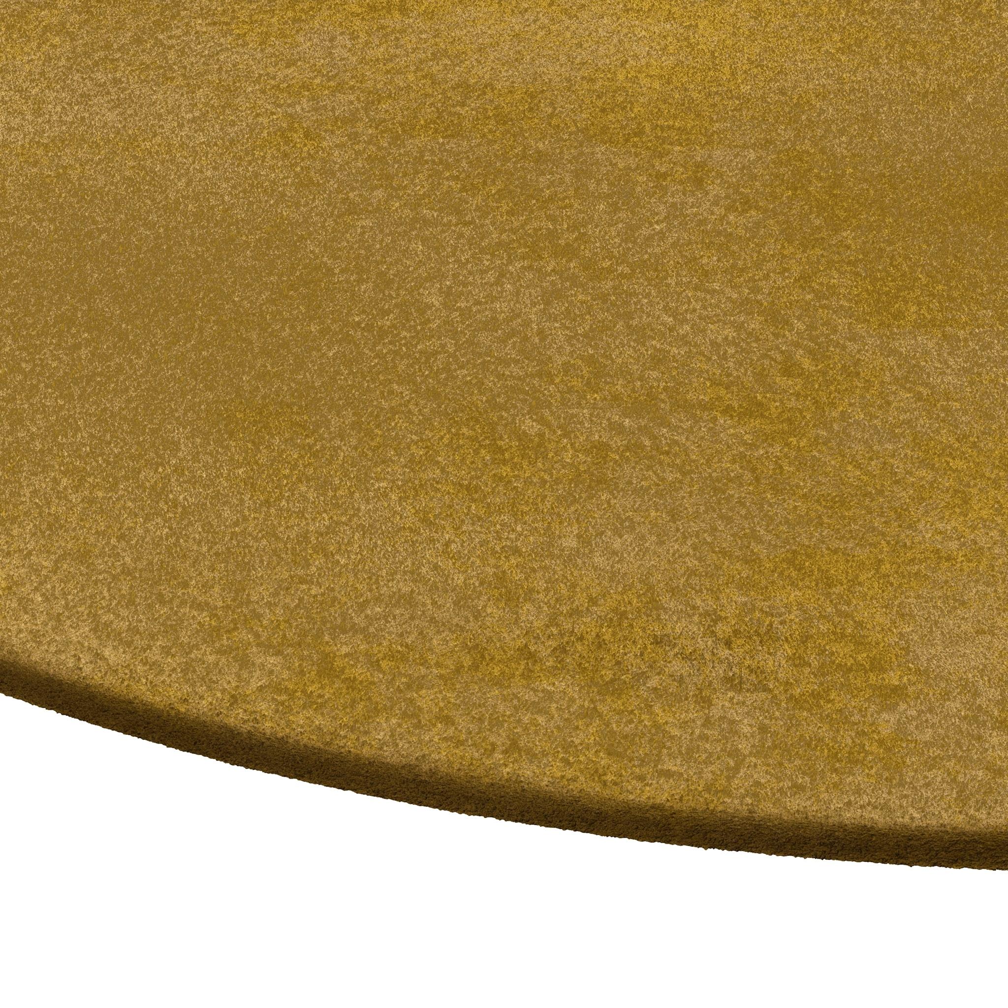 Moderner Minimalistischer Ovaler Handgetufteter Botanischer Seidenteppich Senf (Portugiesisch) im Angebot