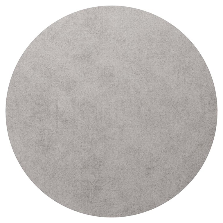 Modern Essential Round Grey Handmade Botanical Silk Rug For Sale at 1stDibs