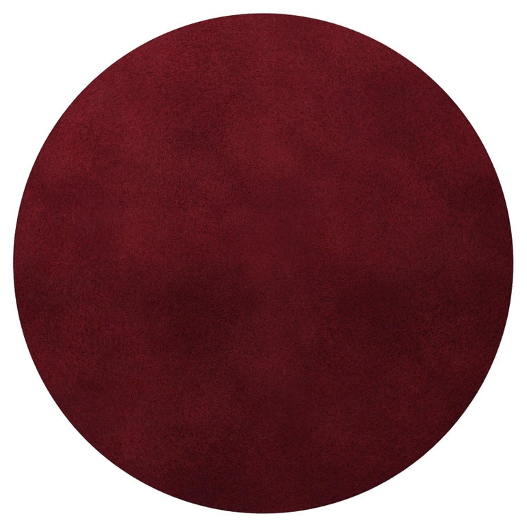 Modern Essential Round Red Handmade Botanical Silk Rug For Sale at 1stDibs