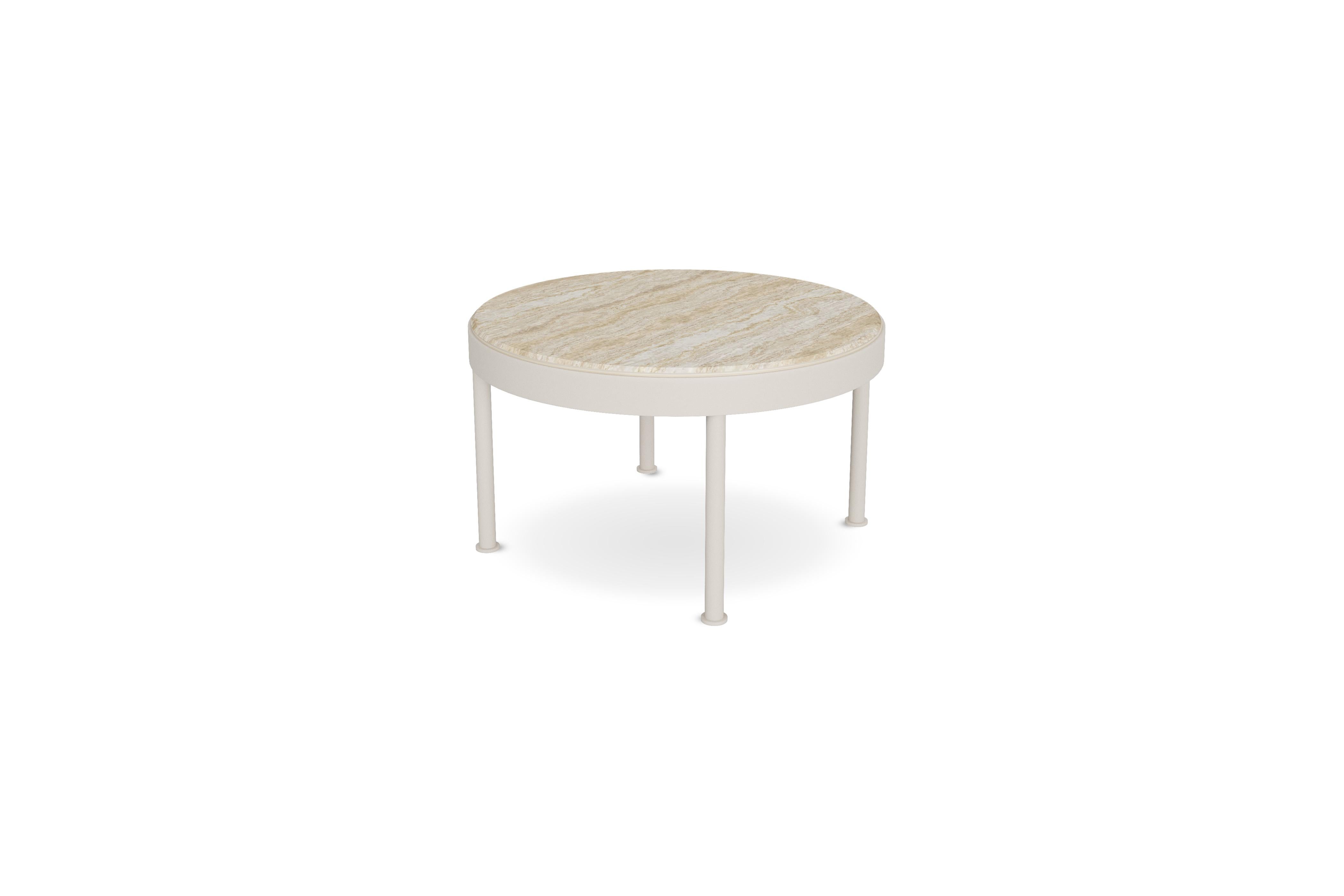 Modern Contemporary Outdoor Coffee Table in Big Estremoz Marble with Lacquered Legs For Sale