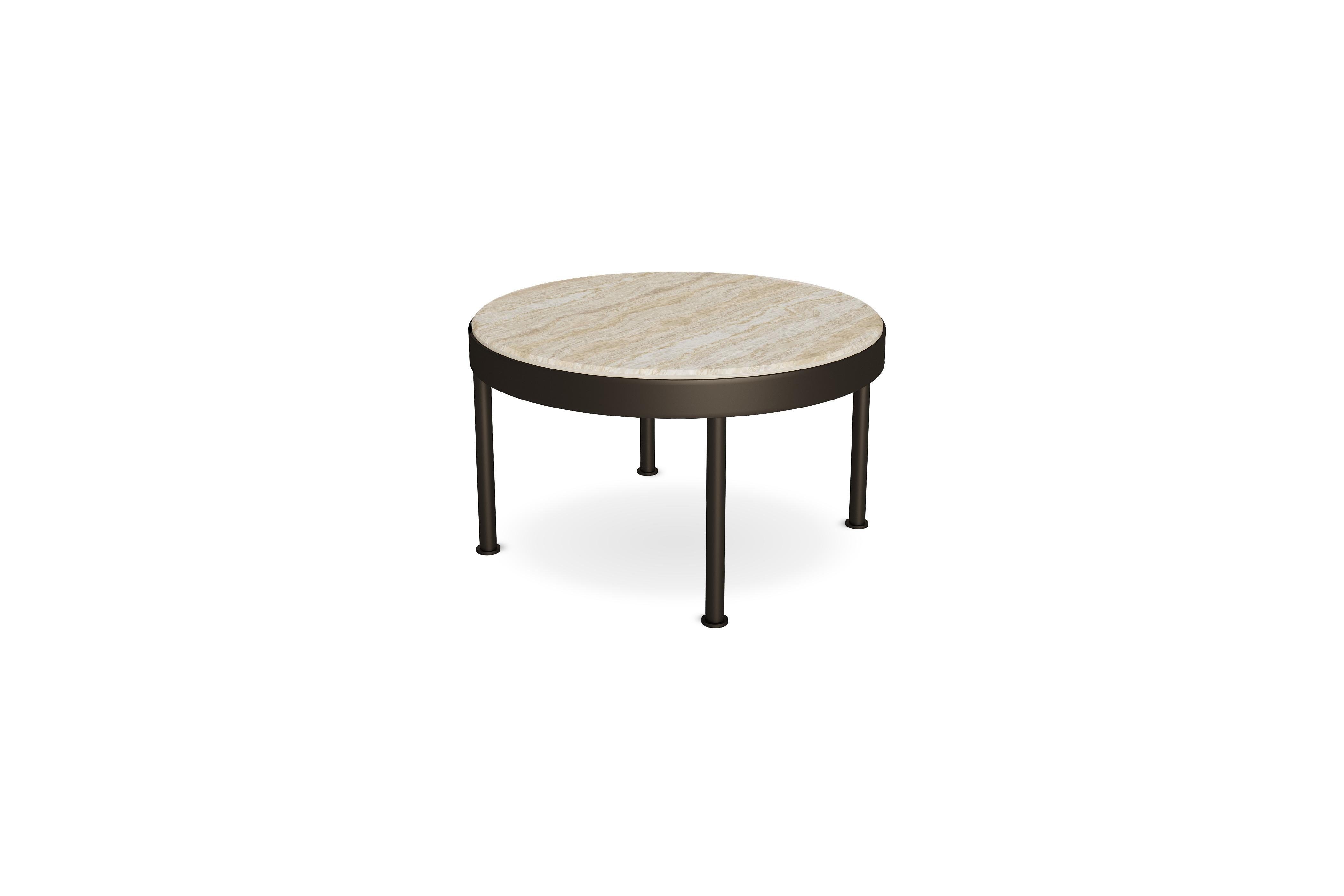 Portuguese Contemporary Outdoor Coffee Table in Big Estremoz Marble with Lacquered Legs For Sale