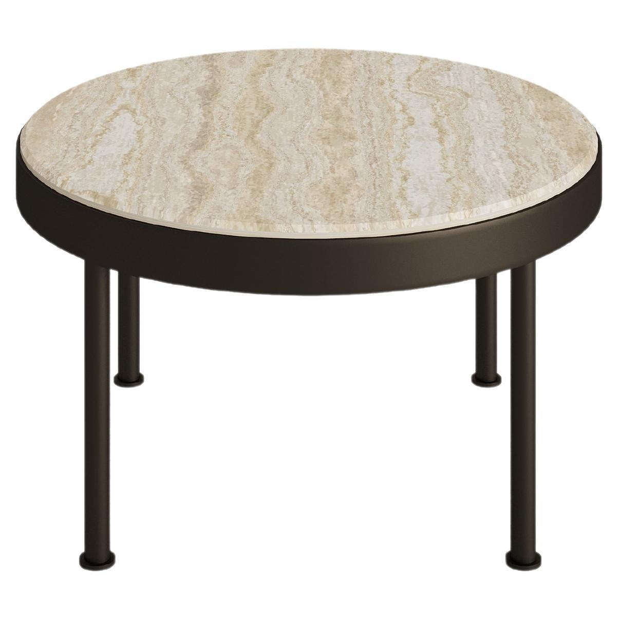 Contemporary Outdoor Coffee Table in Big Estremoz Marble with Lacquered Legs