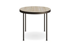 Table de salle à manger extérieure en marbre Estremoz avec pieds en acier inoxydable poudré