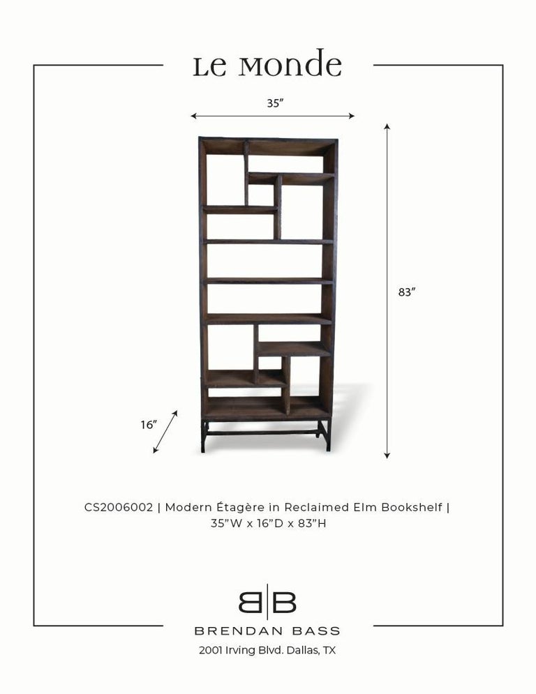 Modern Étagère in Reclaimed Elm Bookshelf For Sale at 1stDibs