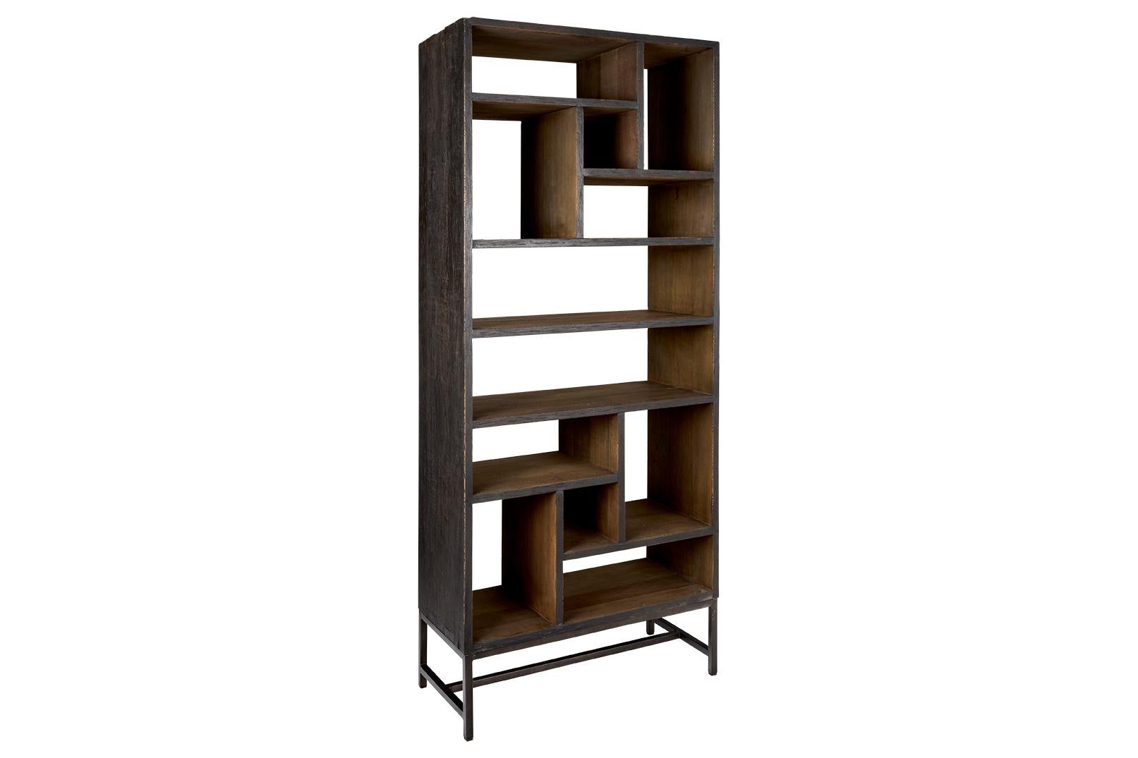 Wood Modern Etagere in Reclaimed Elm For Sale