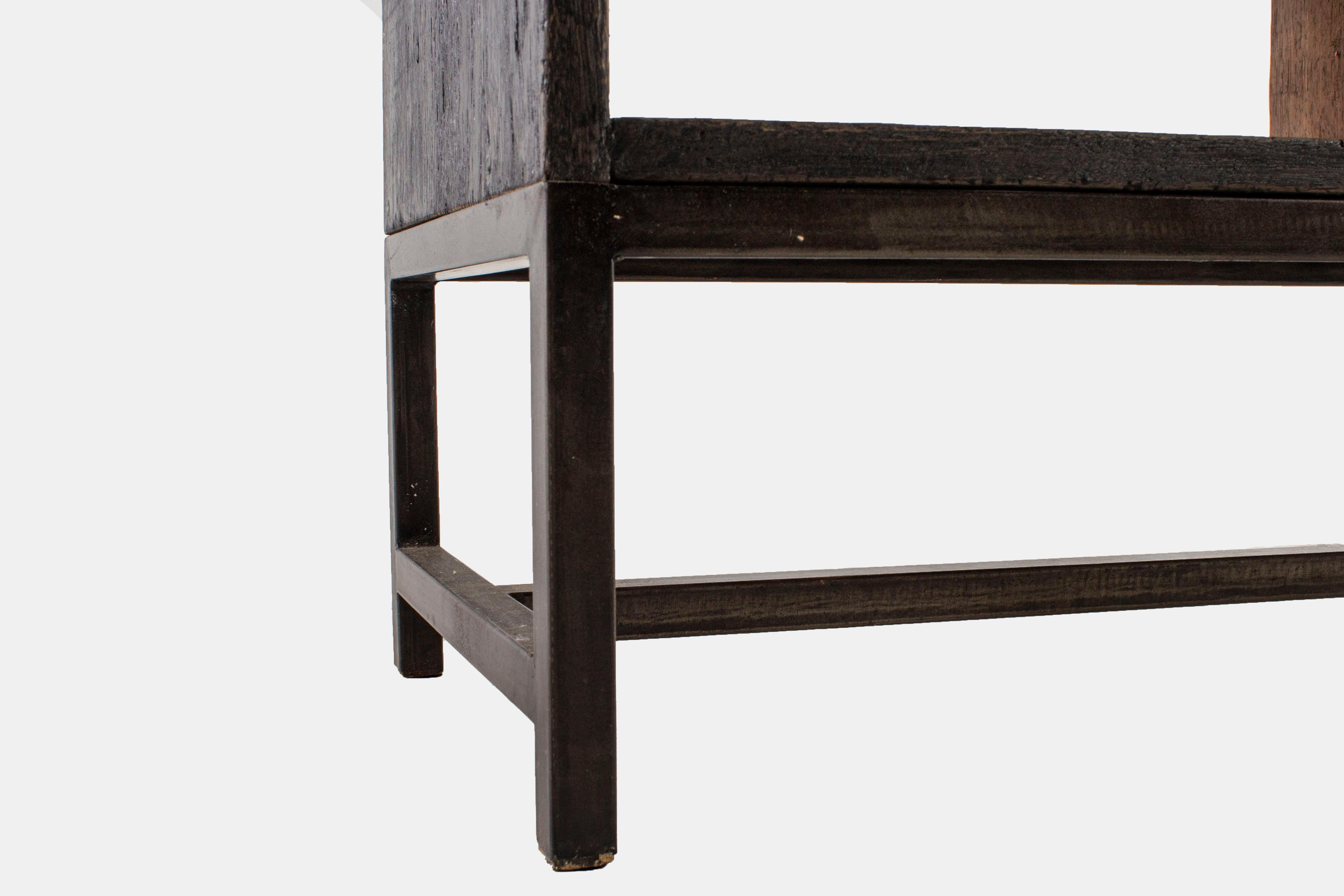 Contemporary Modern Étagère in Reclaimed Elm on Steel Mount