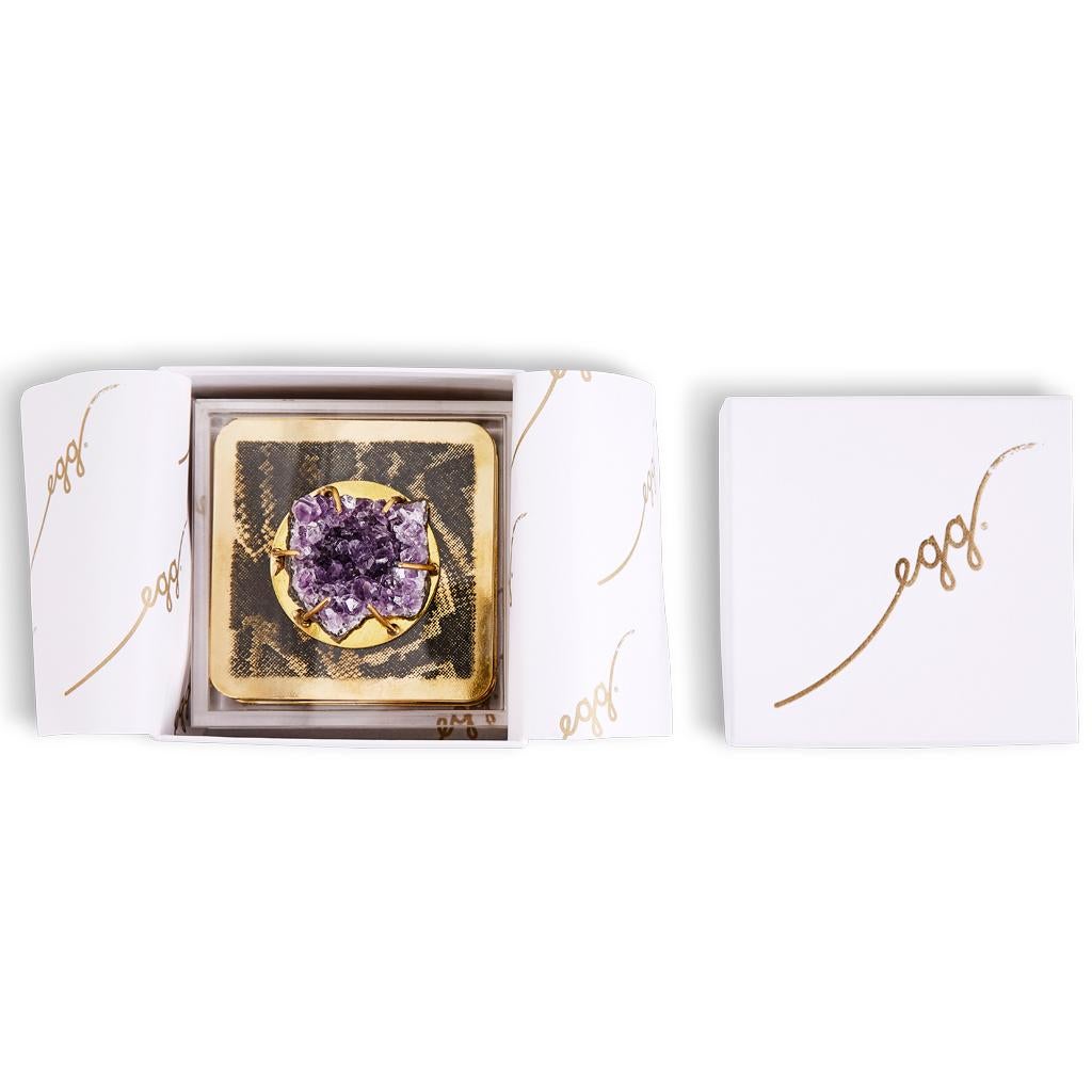 Modern Etched Brass Coaster Bar Set Presented in an Agate Decorated Lucite Box For Sale 4