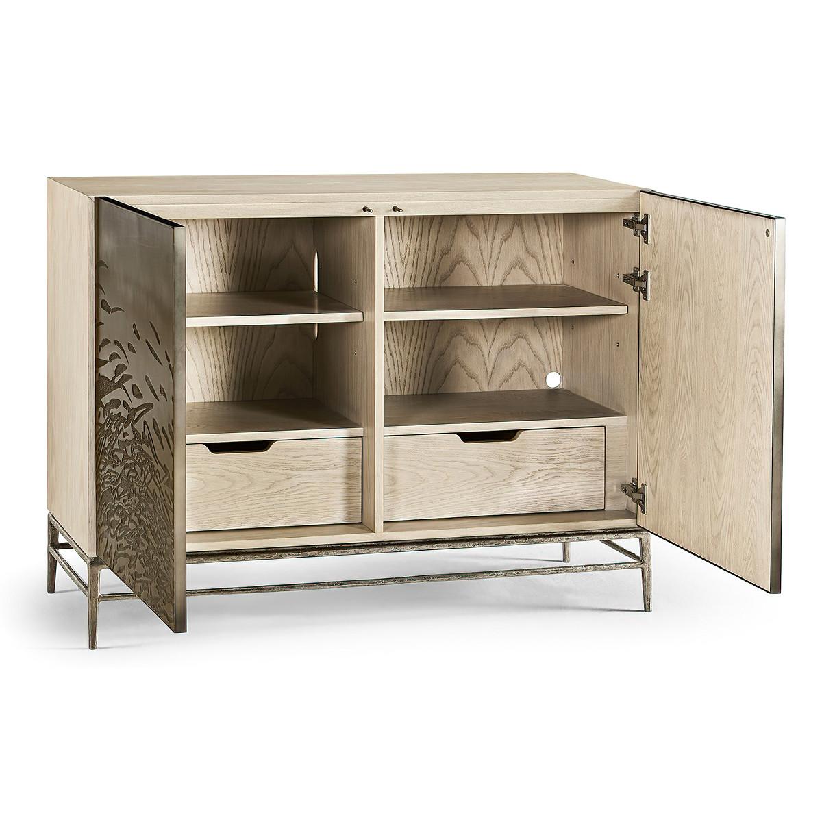 Mid-Century Modern Modern Etched Brass Flowing Cabinet For Sale