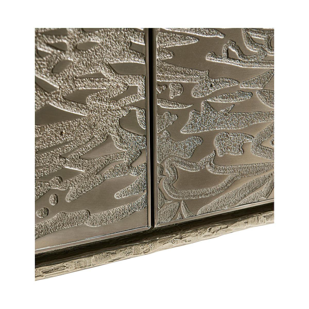 Modern Etched Brass Flowing Cabinet In New Condition For Sale In Westwood, NJ