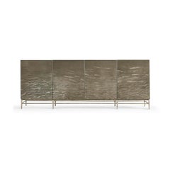 Modern Etched Brass Flowing Media Cabinet