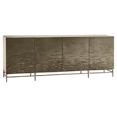 Modern Etched Brass Flowing Media Cabinet