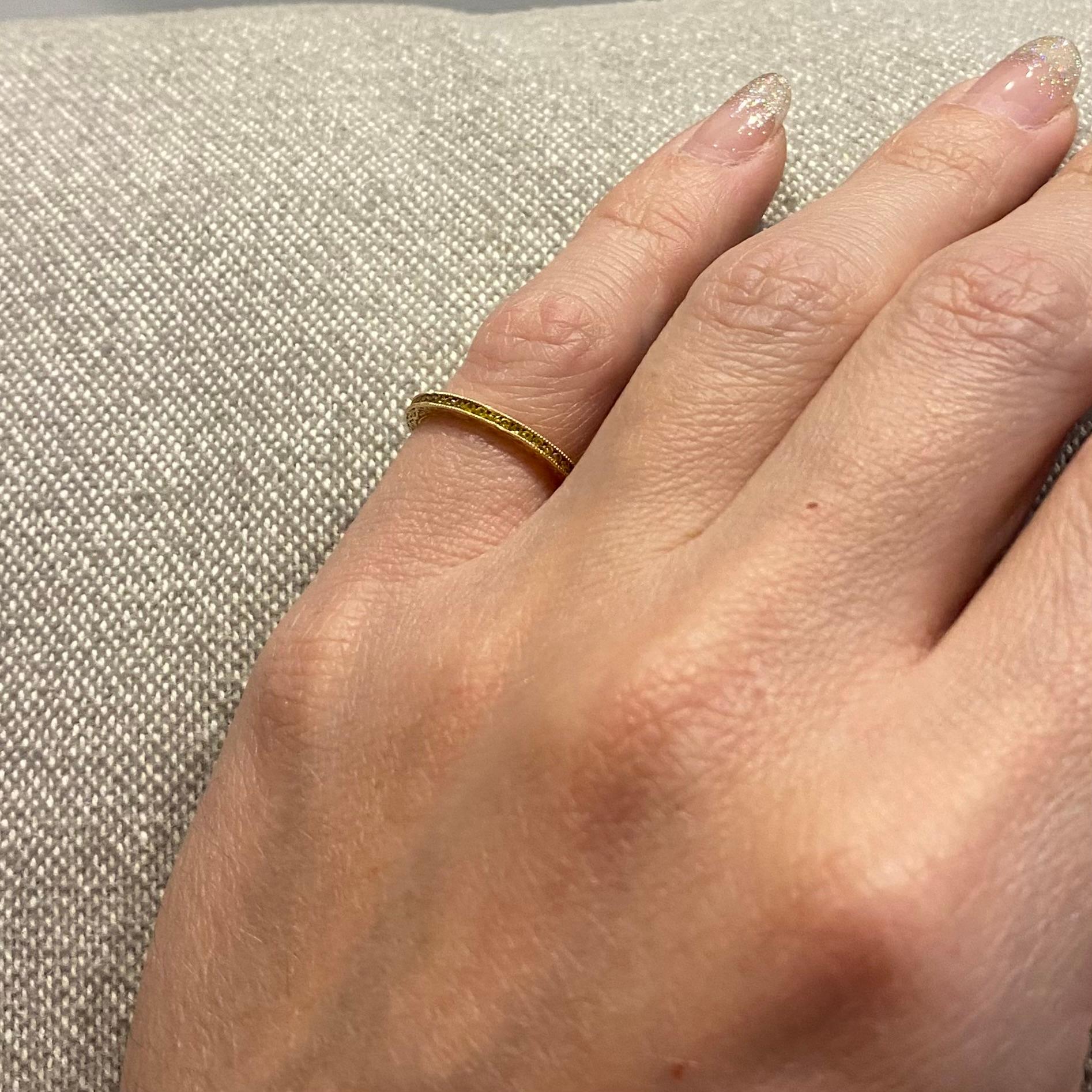 Brilliant Cut Modern Eternity Band in 18 Karat Rose Gold With Natural Yellow Diamonds For Sale