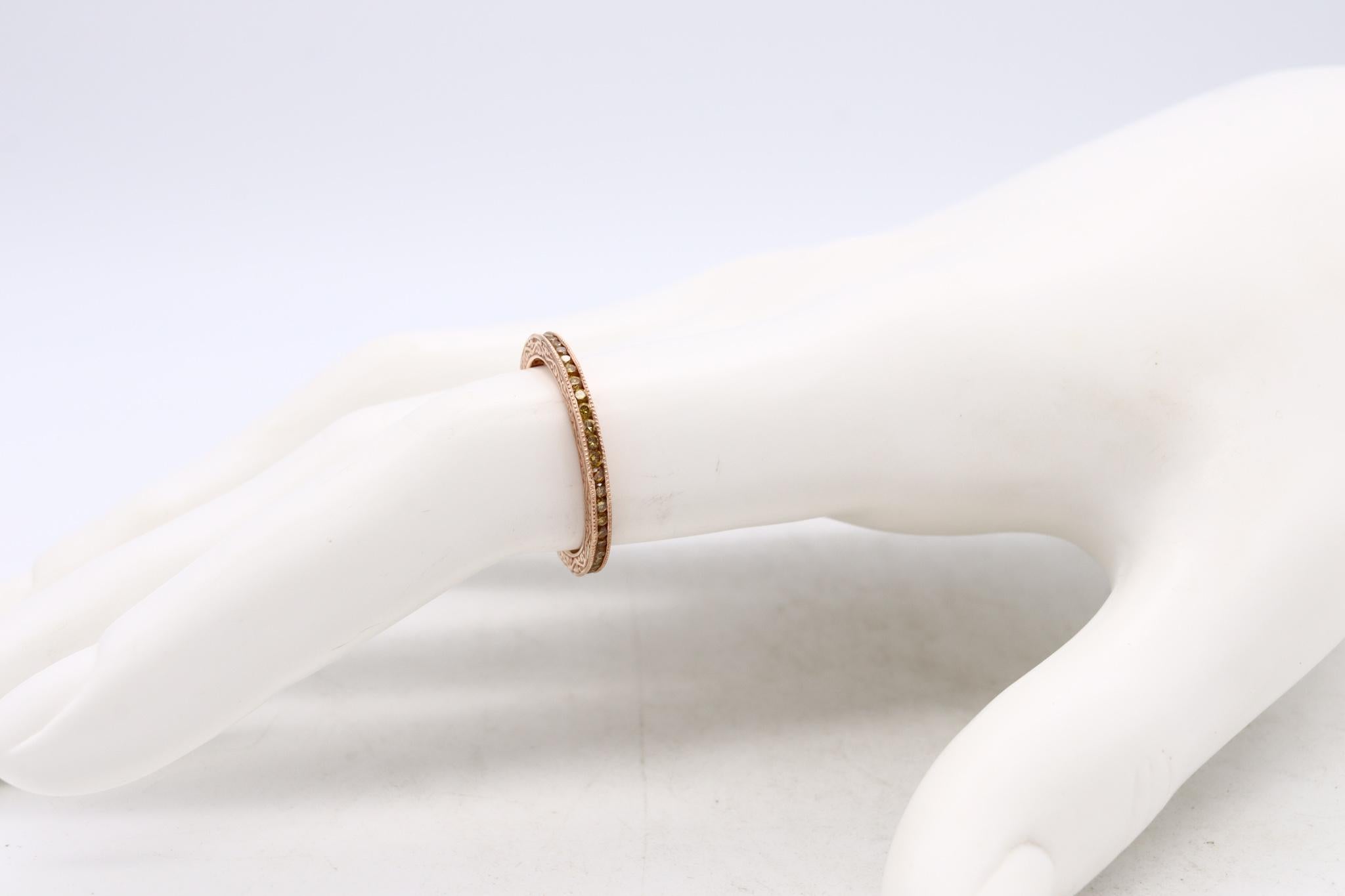 Modern Eternity Band in 18 Karat Rose Gold With Natural Yellow Diamonds For Sale 1