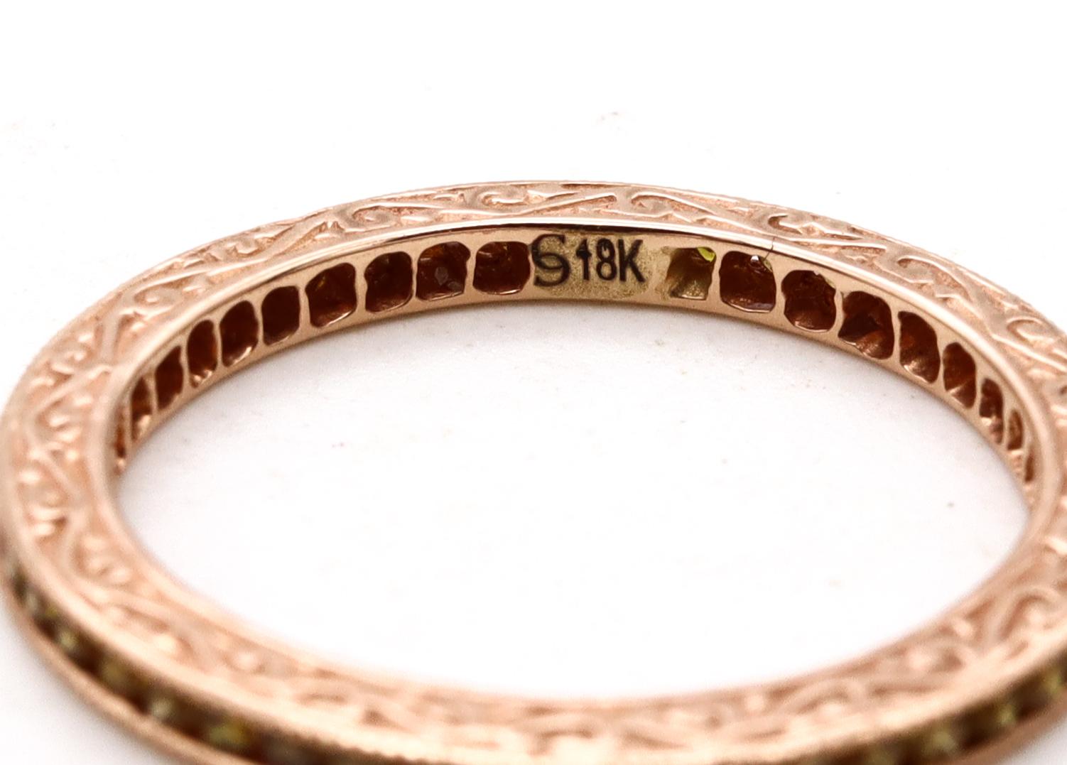 Modern Eternity Band in 18 Karat Rose Gold With Natural Yellow Diamonds For Sale 3