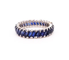 Modern Eternity Diagonal Band Ring in Platinum with 3.02 Cts in Blue Sapphires