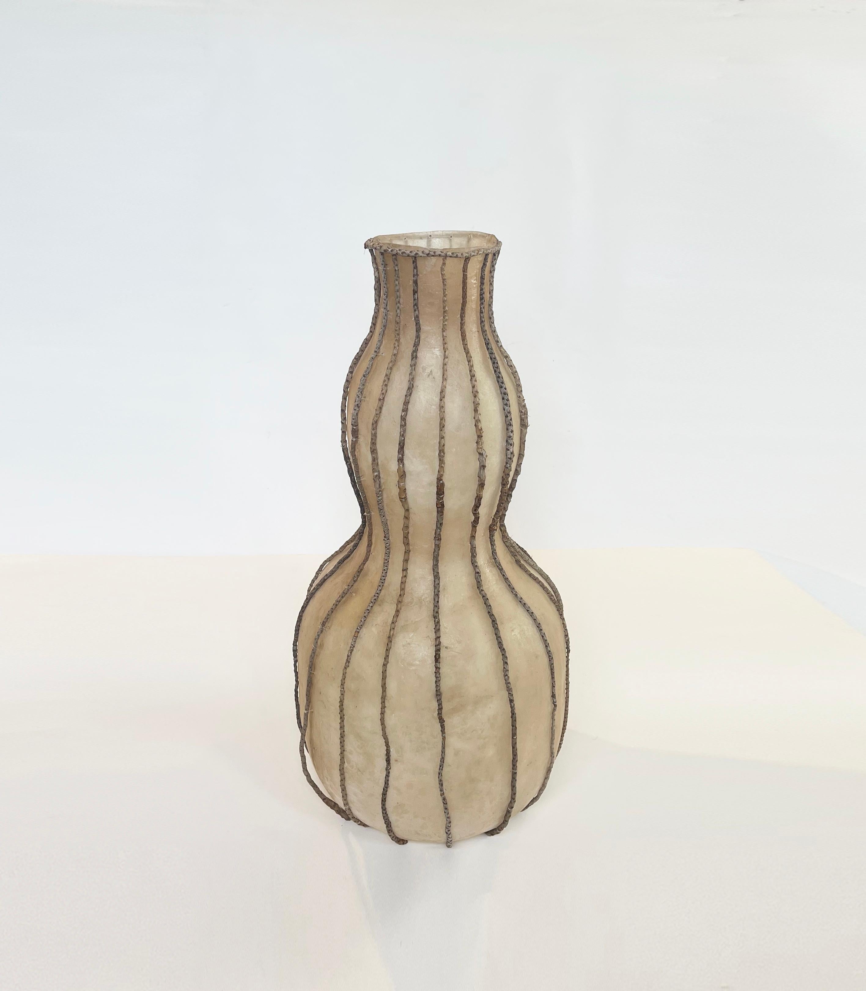 Mid-Century Modern Modern Ethnic African Art Style Gourd Vessel or Vase Twigs & Fiberglass, 1970s For Sale