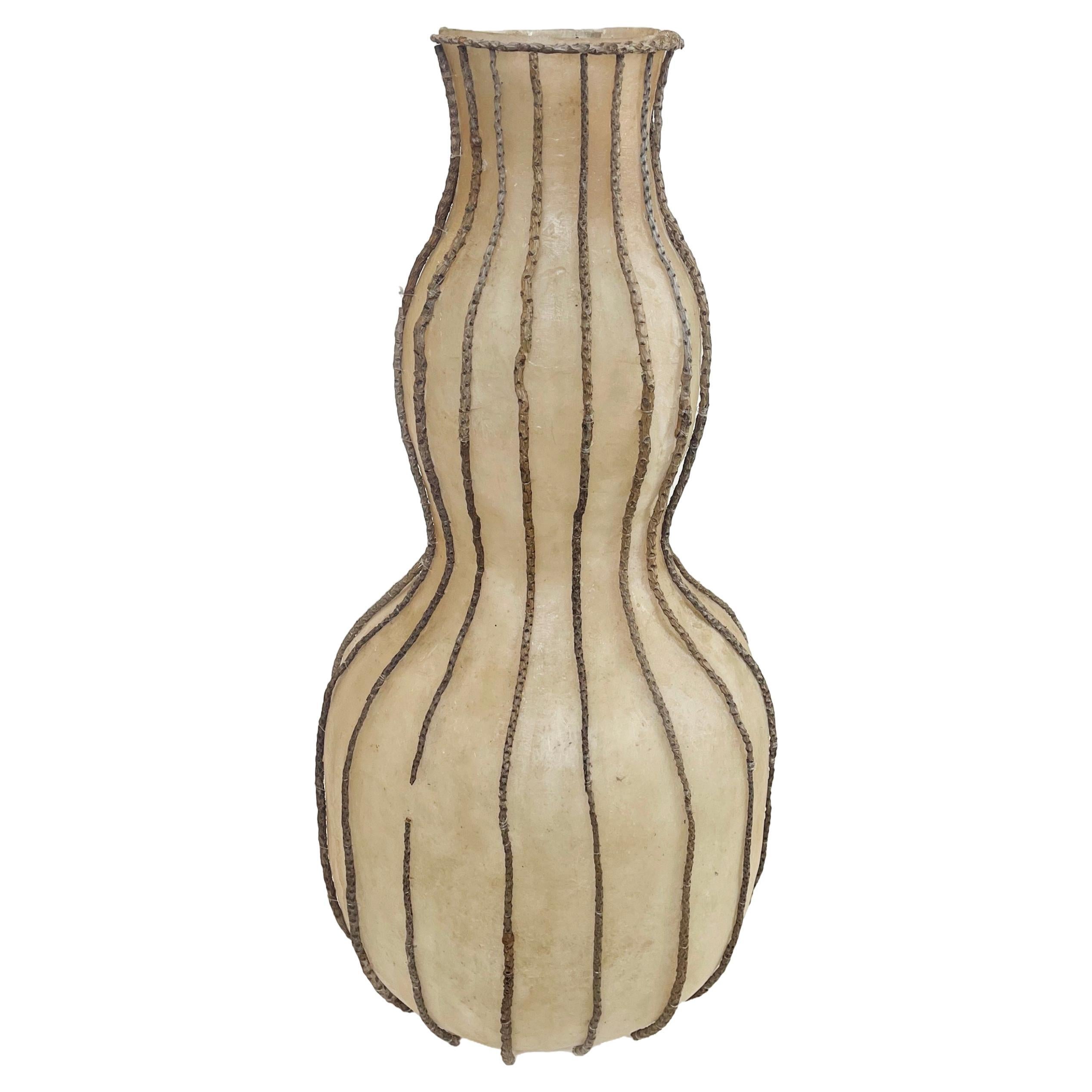 Modern Ethnic African Art Style Gourd Vessel or Vase Twigs & Fiberglass, 1970s For Sale