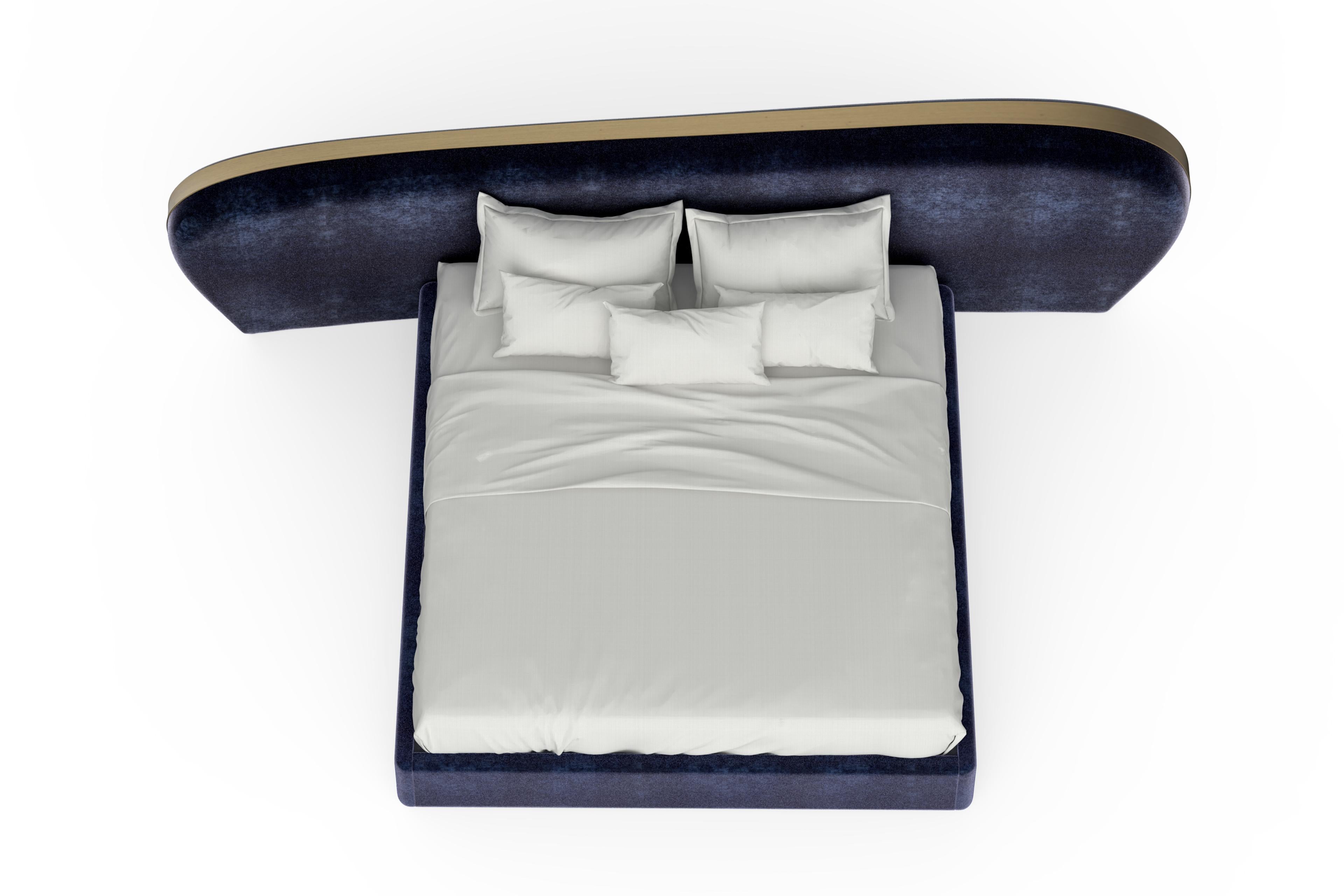 Modern Eucalypthus Bed US King, Brass, Silk Velvet Handmade Portugal Greenapple For Sale 2