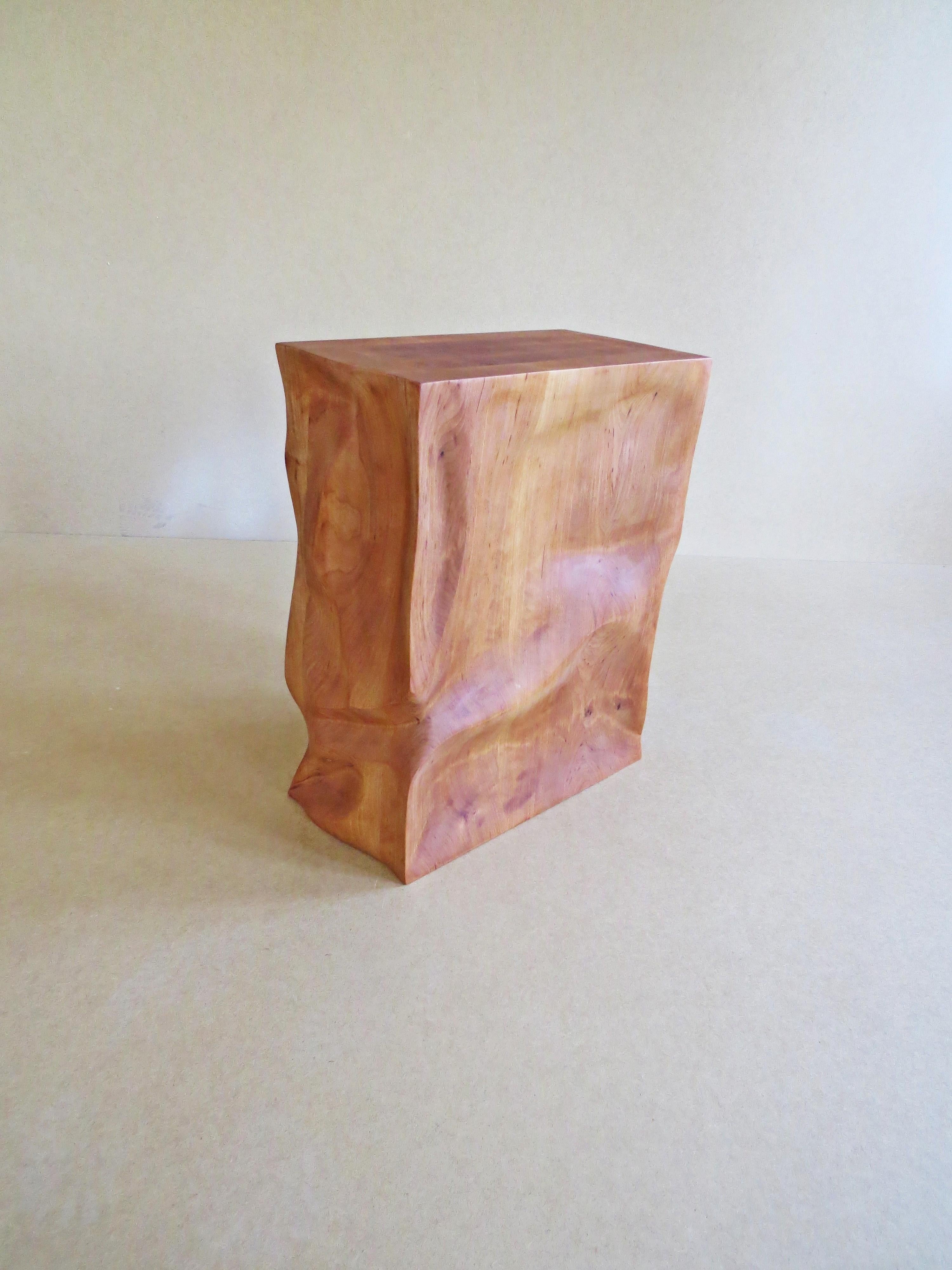 Hand-Crafted Modern, European, 21st Century, Side Table, Stool, Solid Wood, Sculptural For Sale