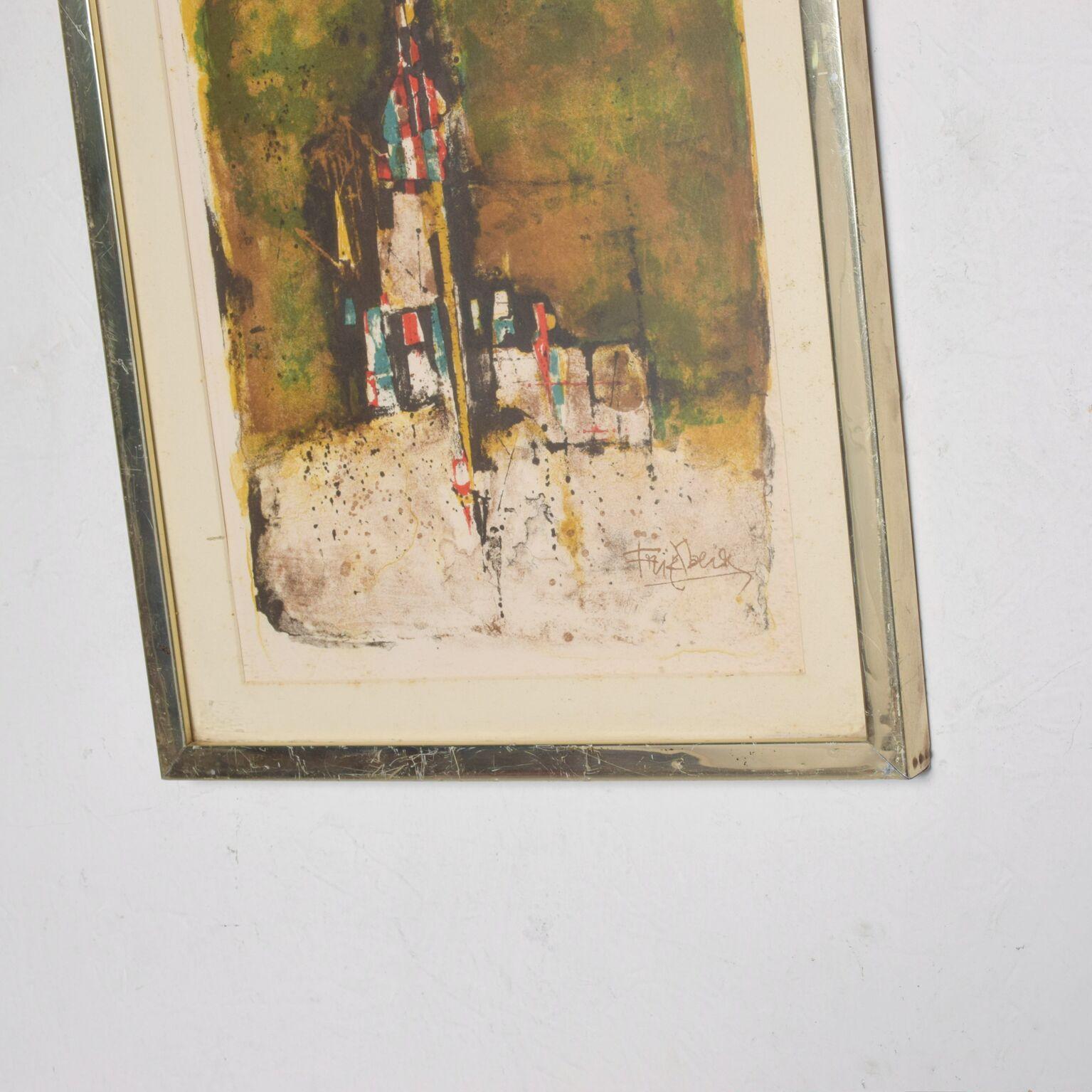 Lithographie de paysage abstrait d'art européen moderne et moderne des années 1960 de Johnny Friedlaender État moyen à Chula Vista, CA