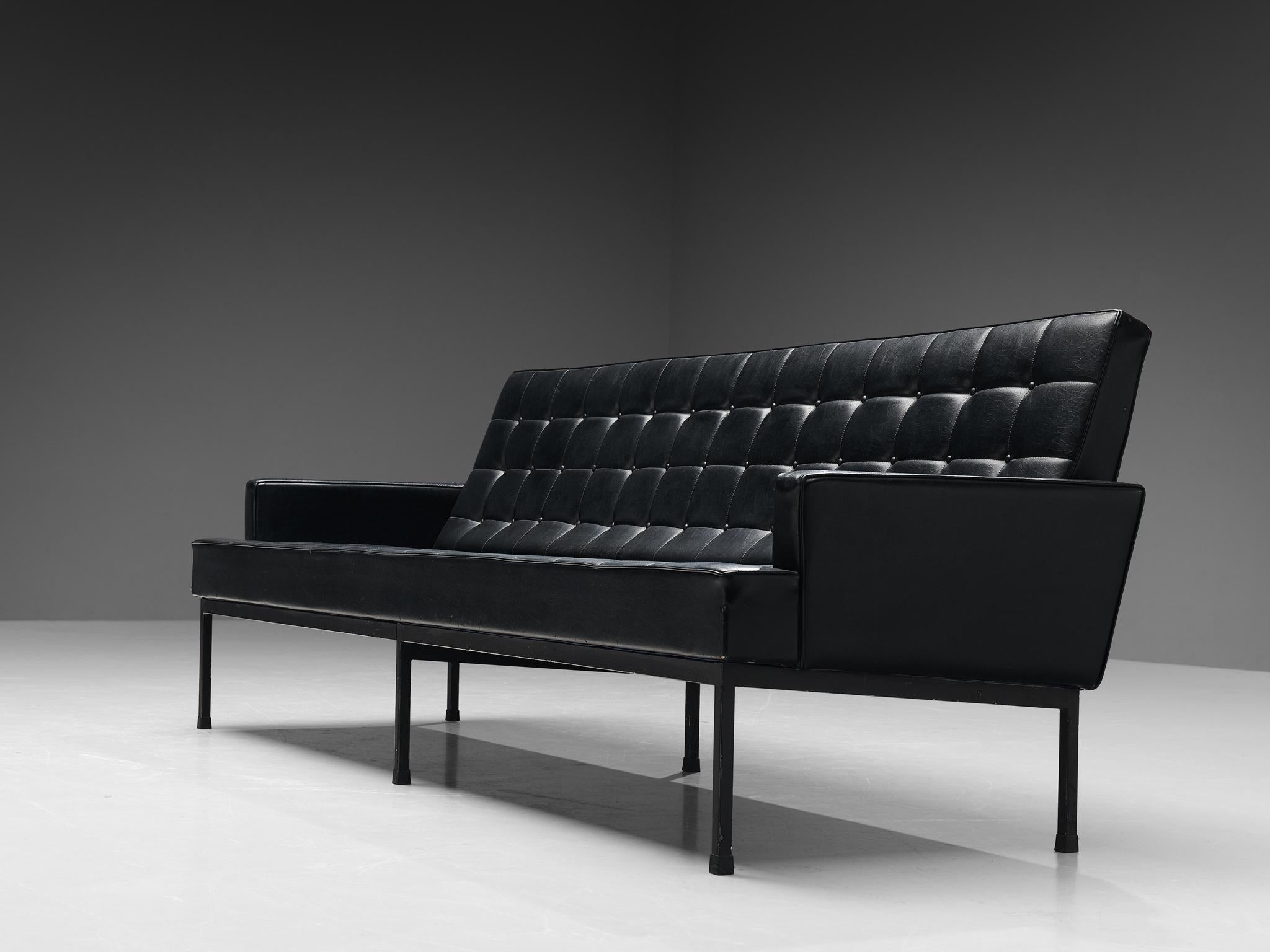 Late 20th Century Modern European Sofa in Black Leatherette