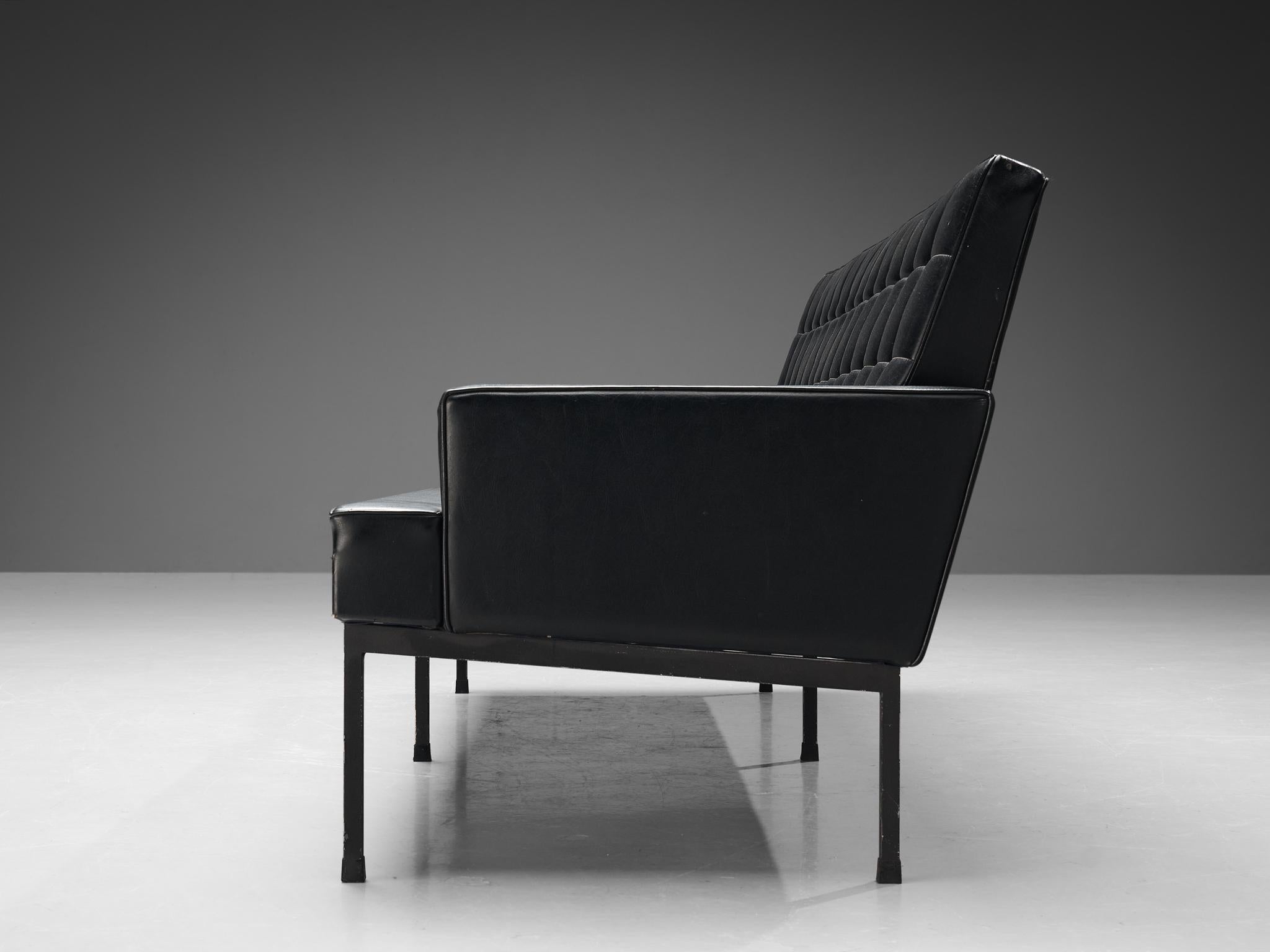 Modern European Sofa in Black Leatherette 2
