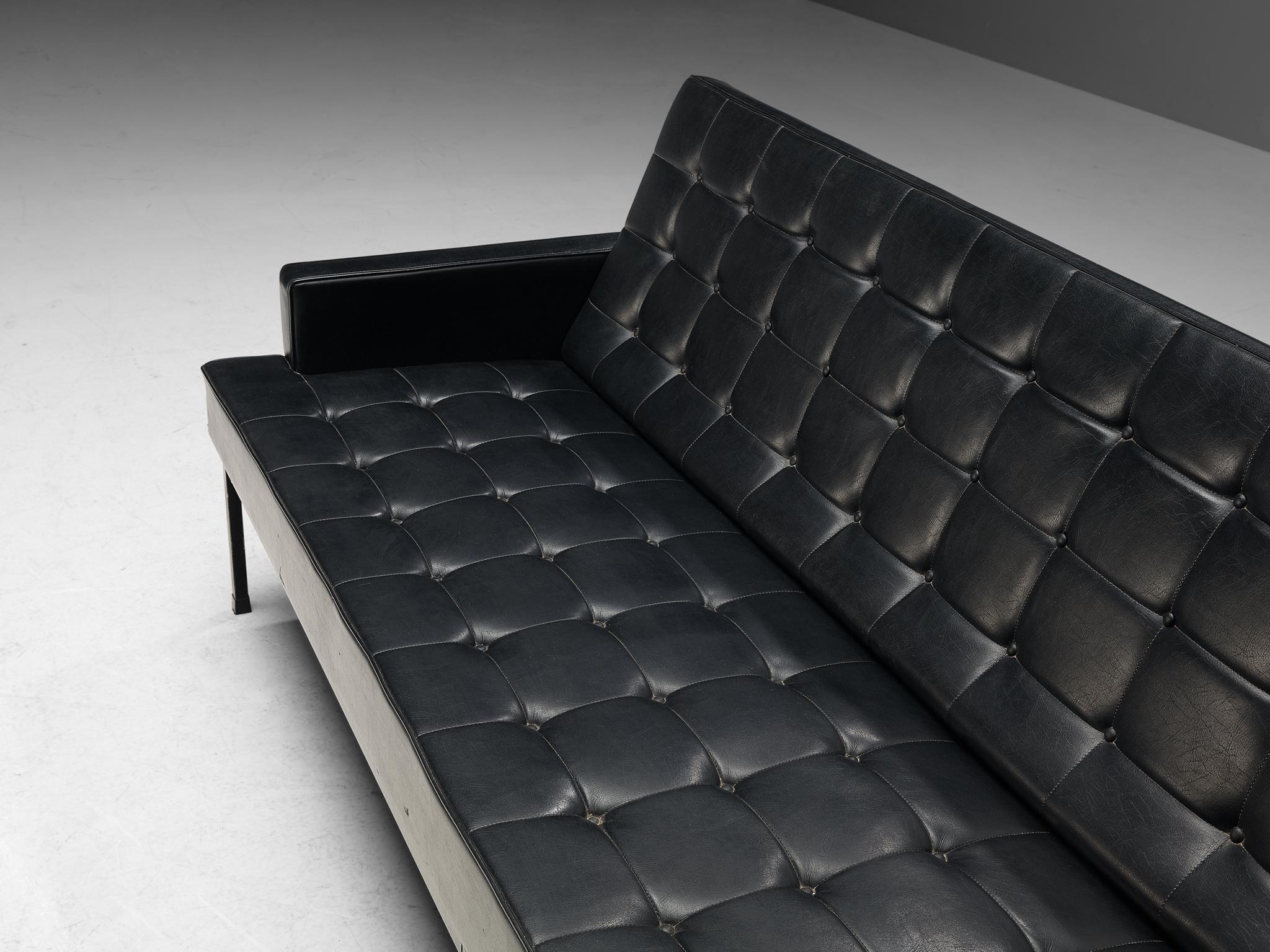 Modern European Sofa in Black Leatherette 3