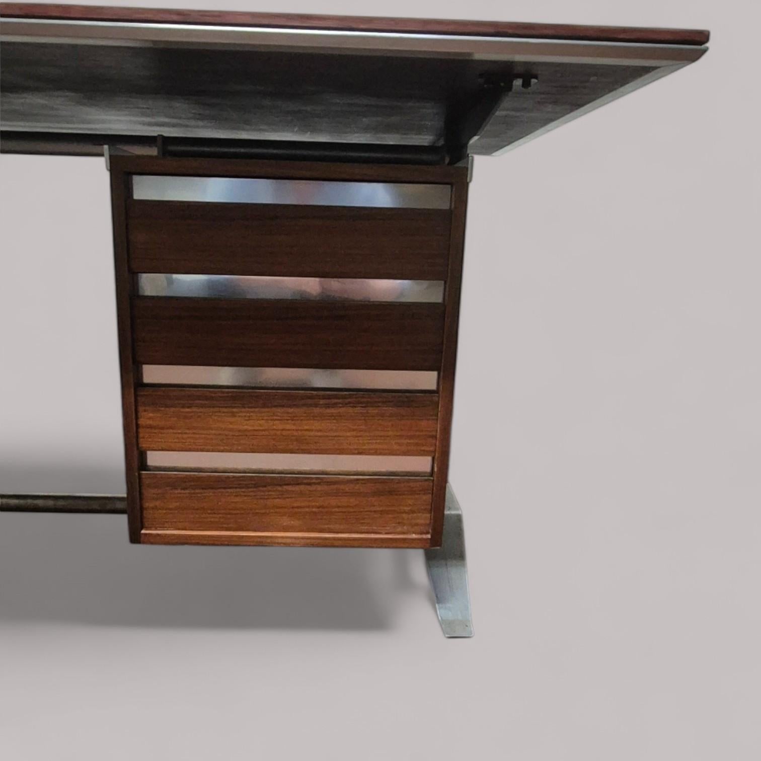 Moderner Chefschreibtisch von Alberto Rosselli und Gio Ponti für Arflex, 20. Jahrhundert (Stahl) im Angebot