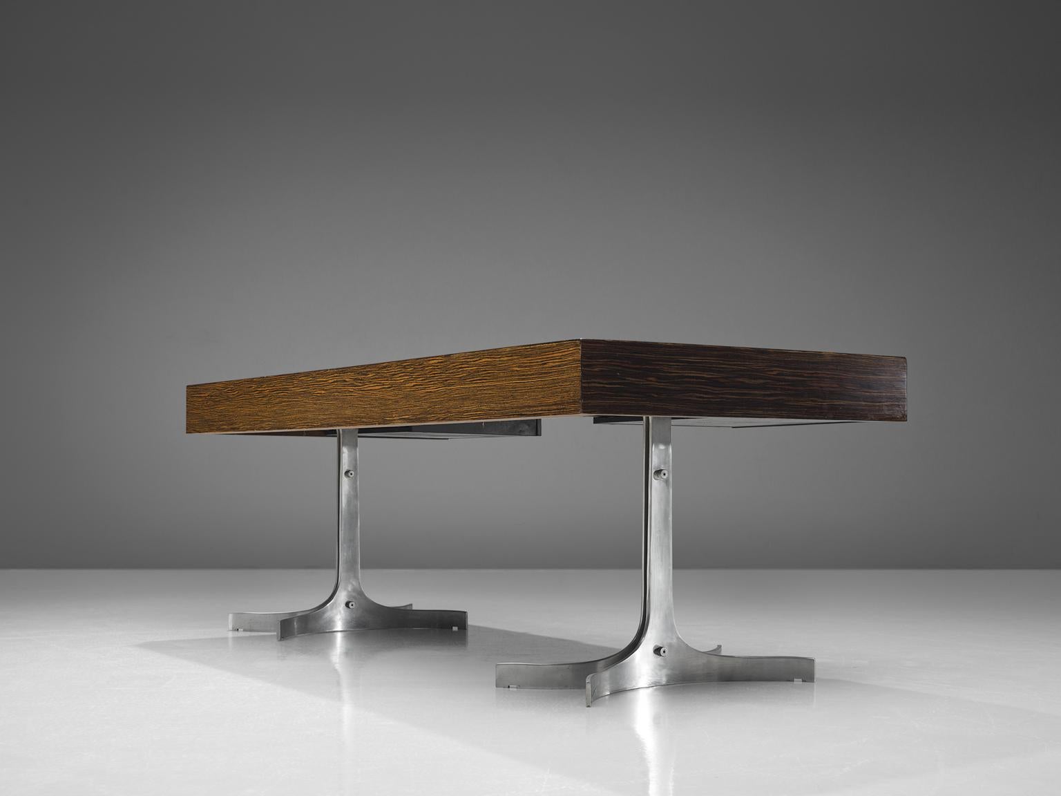 Aluminum Modern Executive Desk in Rosewood