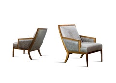 Modern Exotic Wood and Leather Lounge Chair from Costantini, Belgrano 'In Stock'