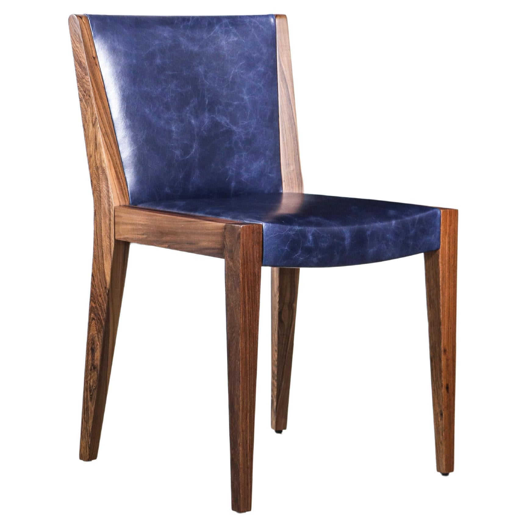 Modern Exotic Wood and Wrapped Leather Dining Chair from Costantini, Giovanni For Sale
