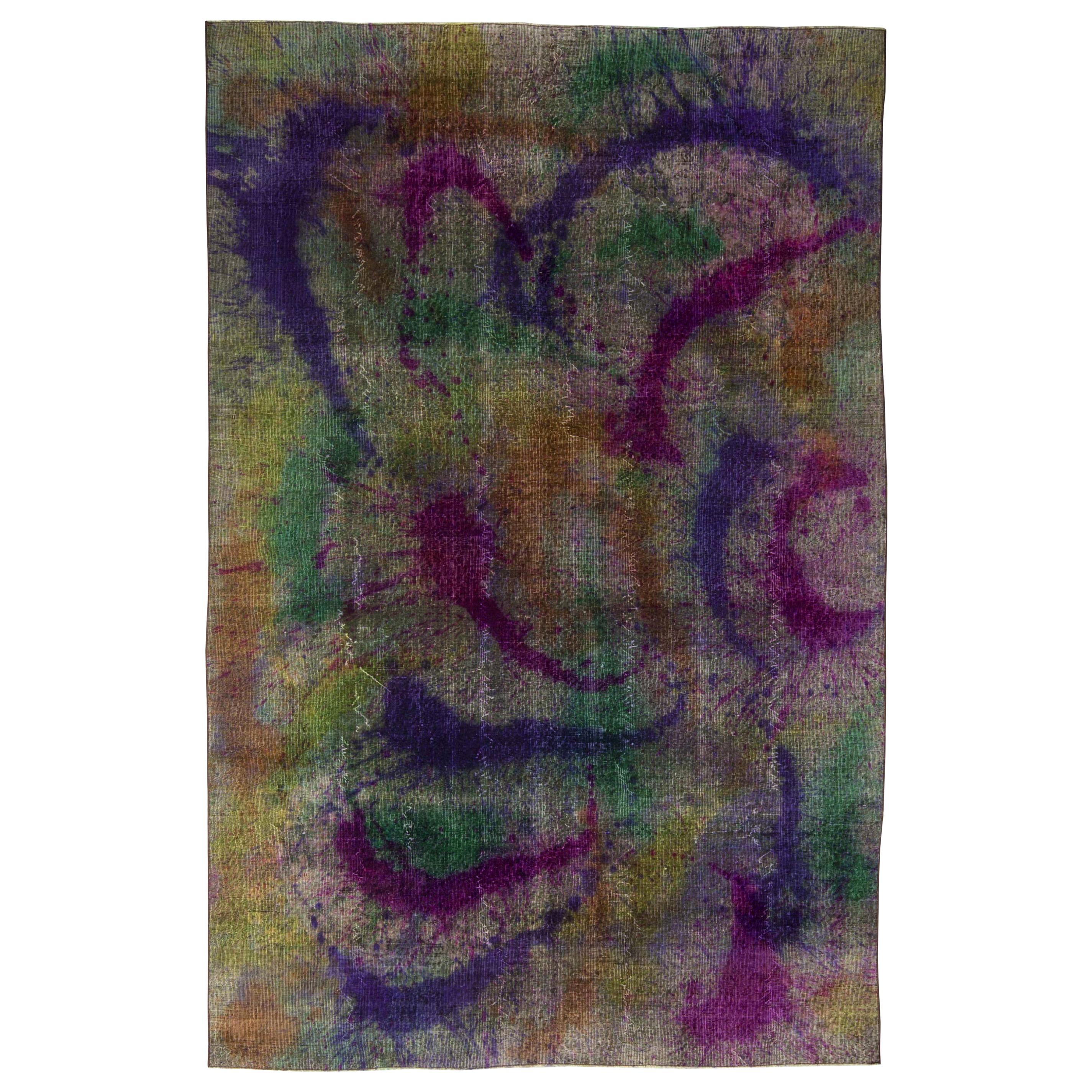 Modern Explosion of Colors Abstract Handmade Wool Rug by Doris Leslie Blau For Sale