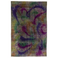 Tapis moderne Explosion of Colors en laine abstraite fait à la main par Doris Leslie Blau