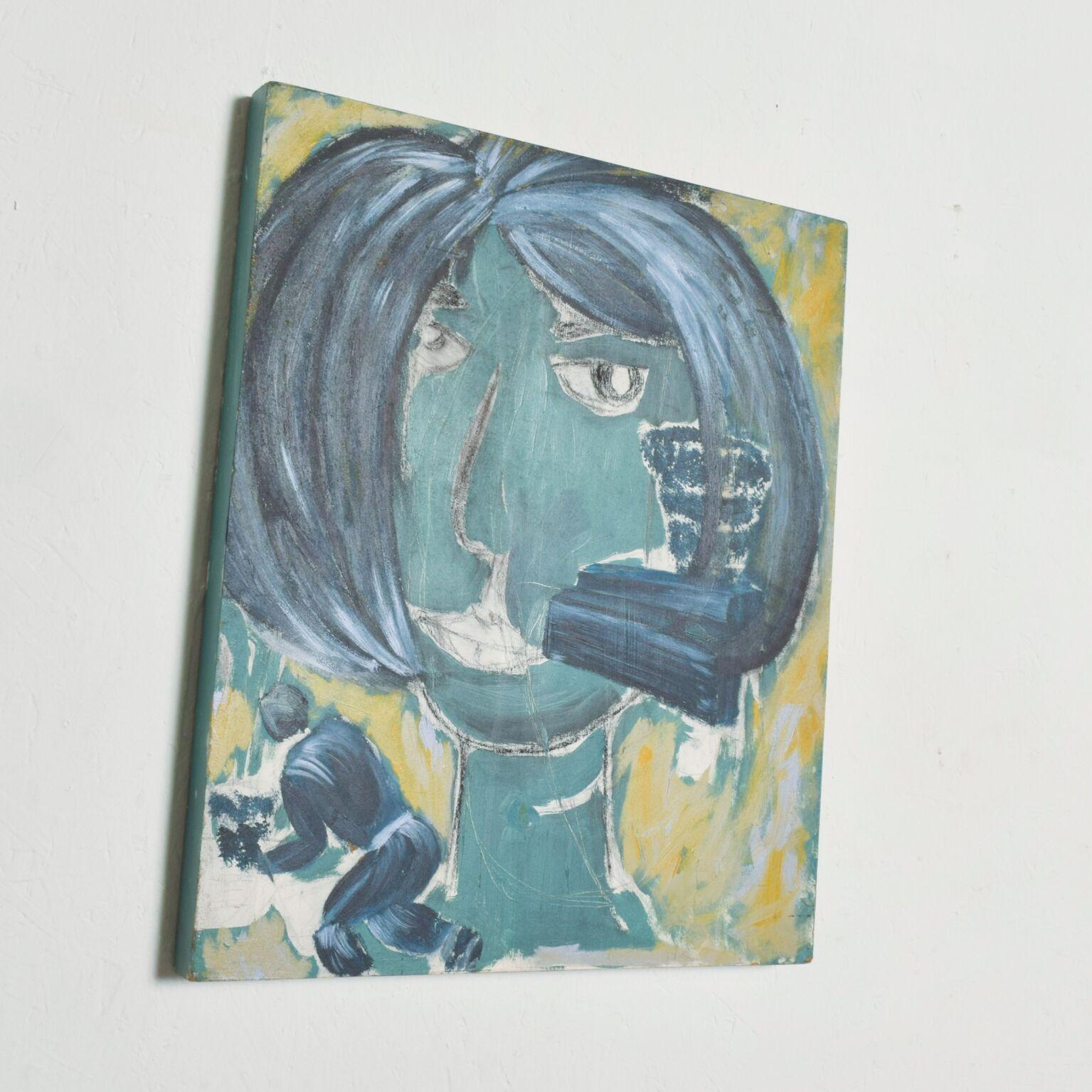 Expressionist 1990s Modern Expressionism Female Art Page Boy Pablo Romo For Sale